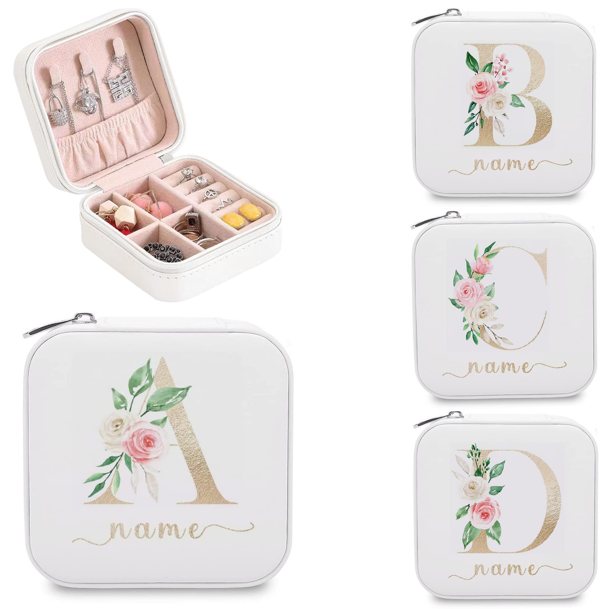 Personalized Mini Travel Jewelry Organizer Box with Name - Custom Small Jewelry Case for Women & Girls | Bridesmaid Gifts, Birthday, Wedding Proposal, Bachelorette Party | Perfect for Travel, Home Storage & Gift Giving