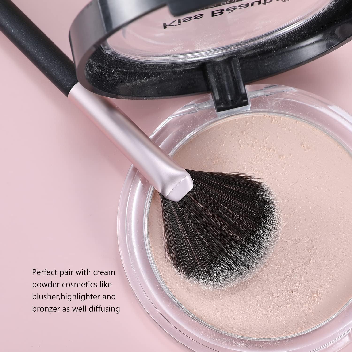 Professional Vegan Blush Brush - Soft Synthetic Makeup Brush for Face Highlighting & Blending | Powder & Cream Cosmetics