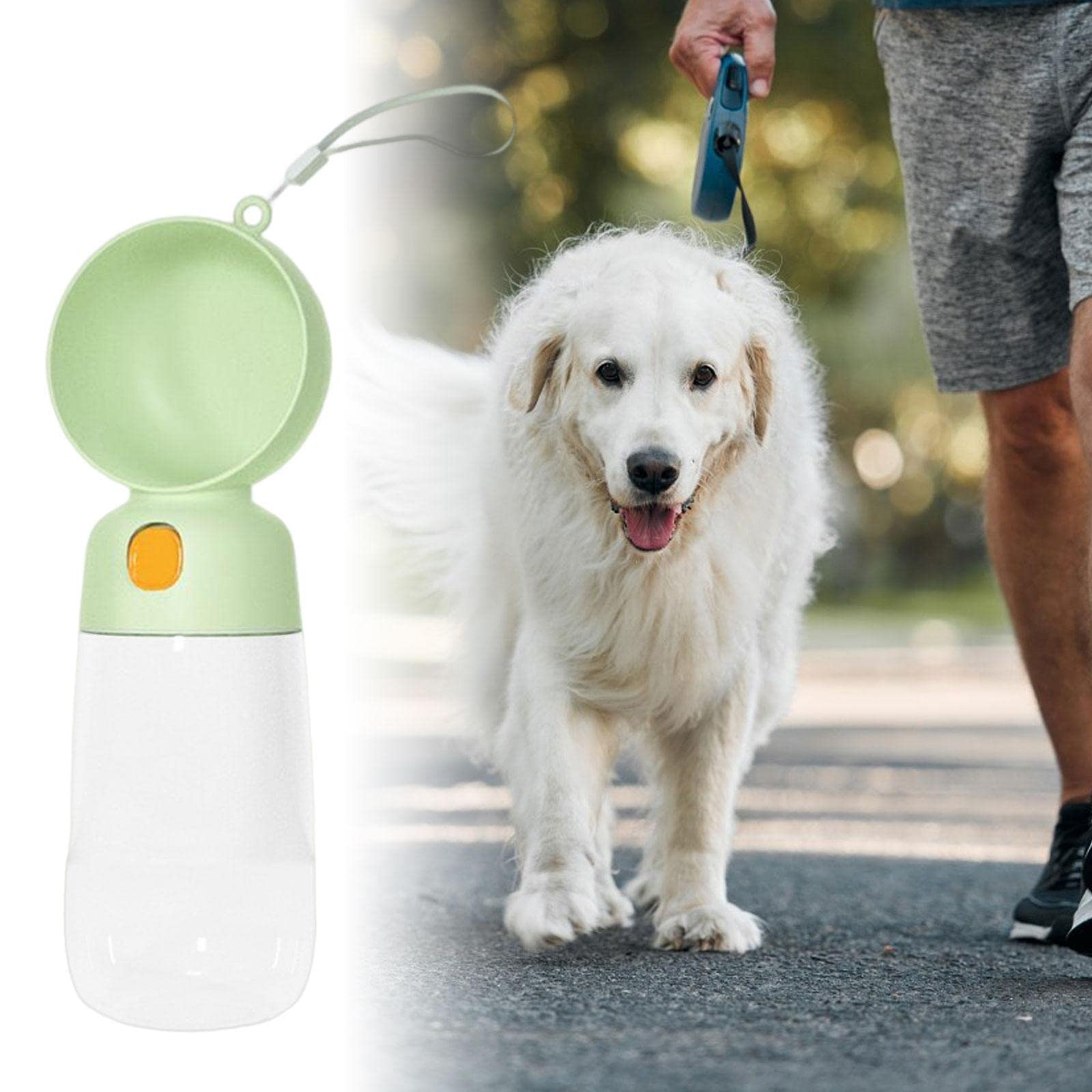 Enakshi 565ml No-Spill Dog Water Bottle with Bowl - Portable Pet Water Dispenser for Travel, Hiking & Outdoor Activities | Green | Dog Supplies, Dishes & Feeders