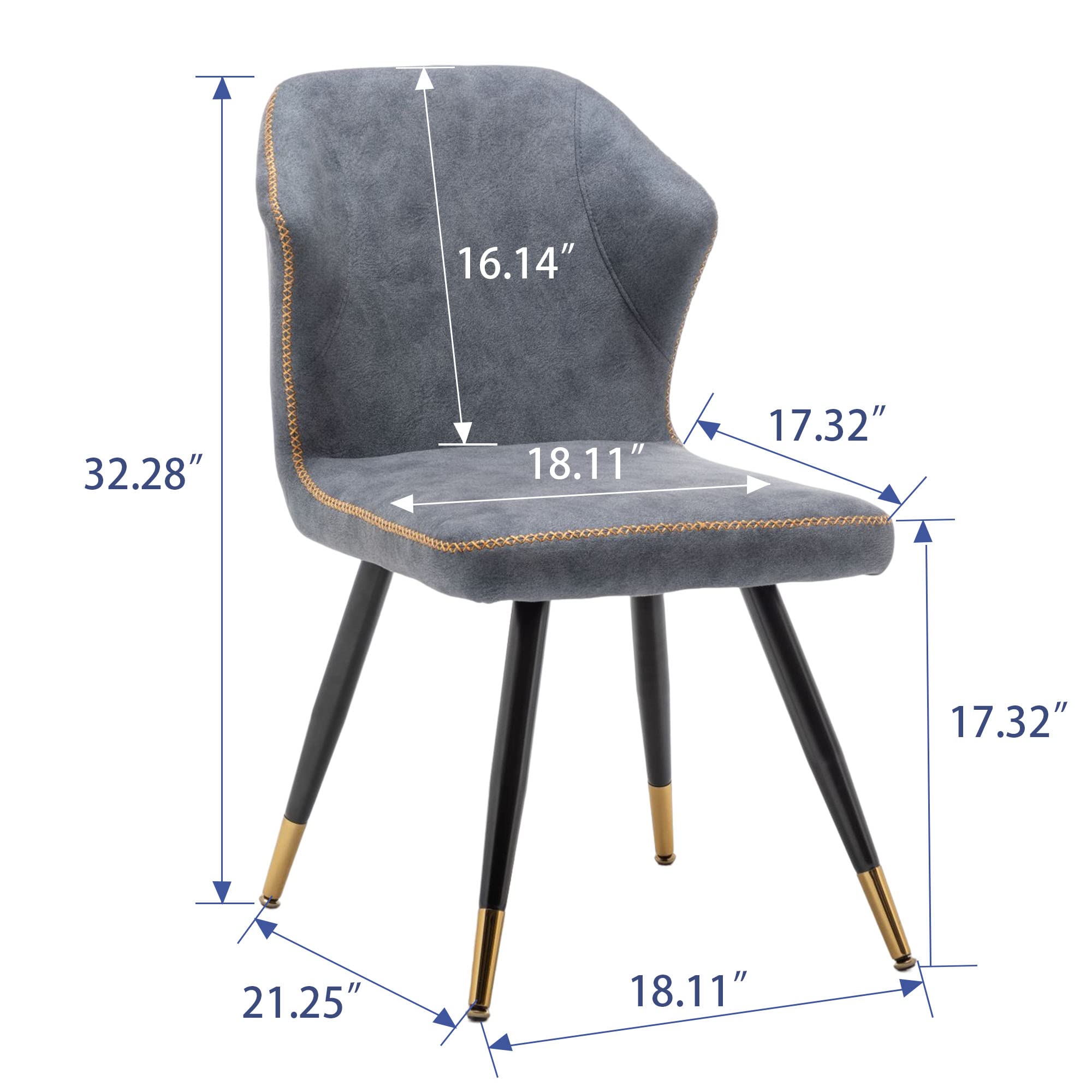 WENTMENT 2-Piece Upholstered Dining Chair Set with Sturdy Metal Legs - Comfortable Kitchen Chairs for Living Room, Office & Bedroom (Dark Grey) - Perfect for Small Spaces, Breakfast Nooks & Compact Dining Areas