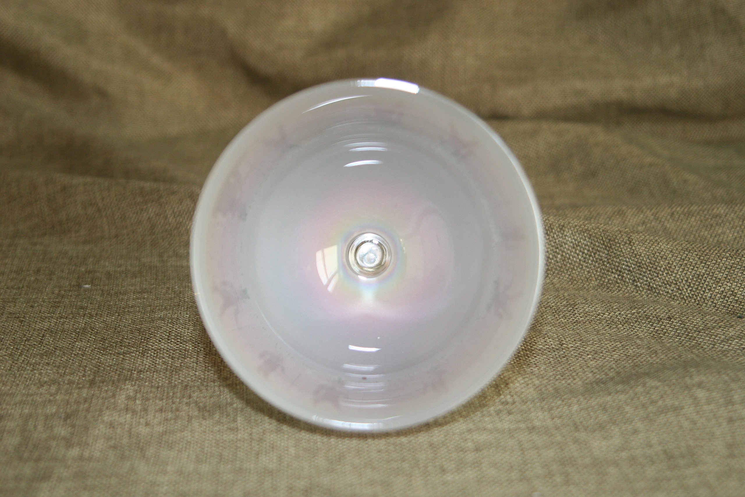 Egyptian Pearl Color Crystal Singing Bowl with Handle - G# 4th Octave 5.25