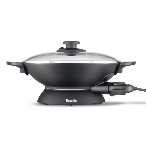 Breville BEW300BLK 5L Quick Wok Electric Stir Fry Pan - Fast Heating, Non-Stick Surface - Perfect for Asian Cooking, Stir-Frying, Sautéing & Family Meals