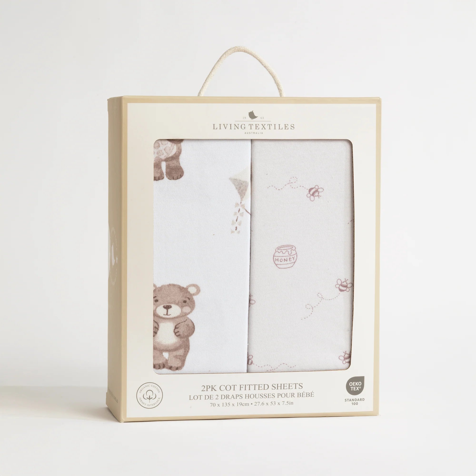 Soft & Breathable Cot Fitted Sheets 2 Pack - Cuddly Bear Design for Baby Cribs | Perfect for Nursery, Daycare & Travel Use