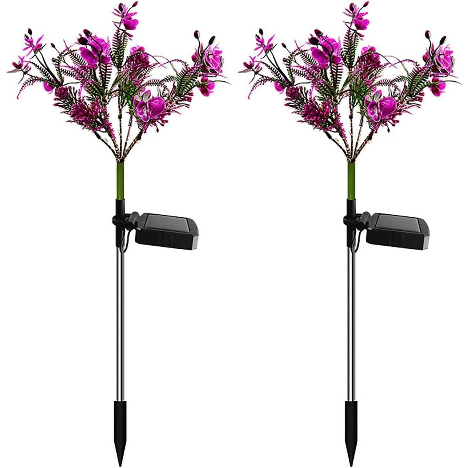 Solar Powered Flower Lights for Indoor & Outdoor Decor - 2 Pack Butterfly Orchid Solar Garden Lights, Perfect Gift for Mom, Mother's Day, Housewarming - Ideal for Garden, Yard, Patio, Pathway Lighting