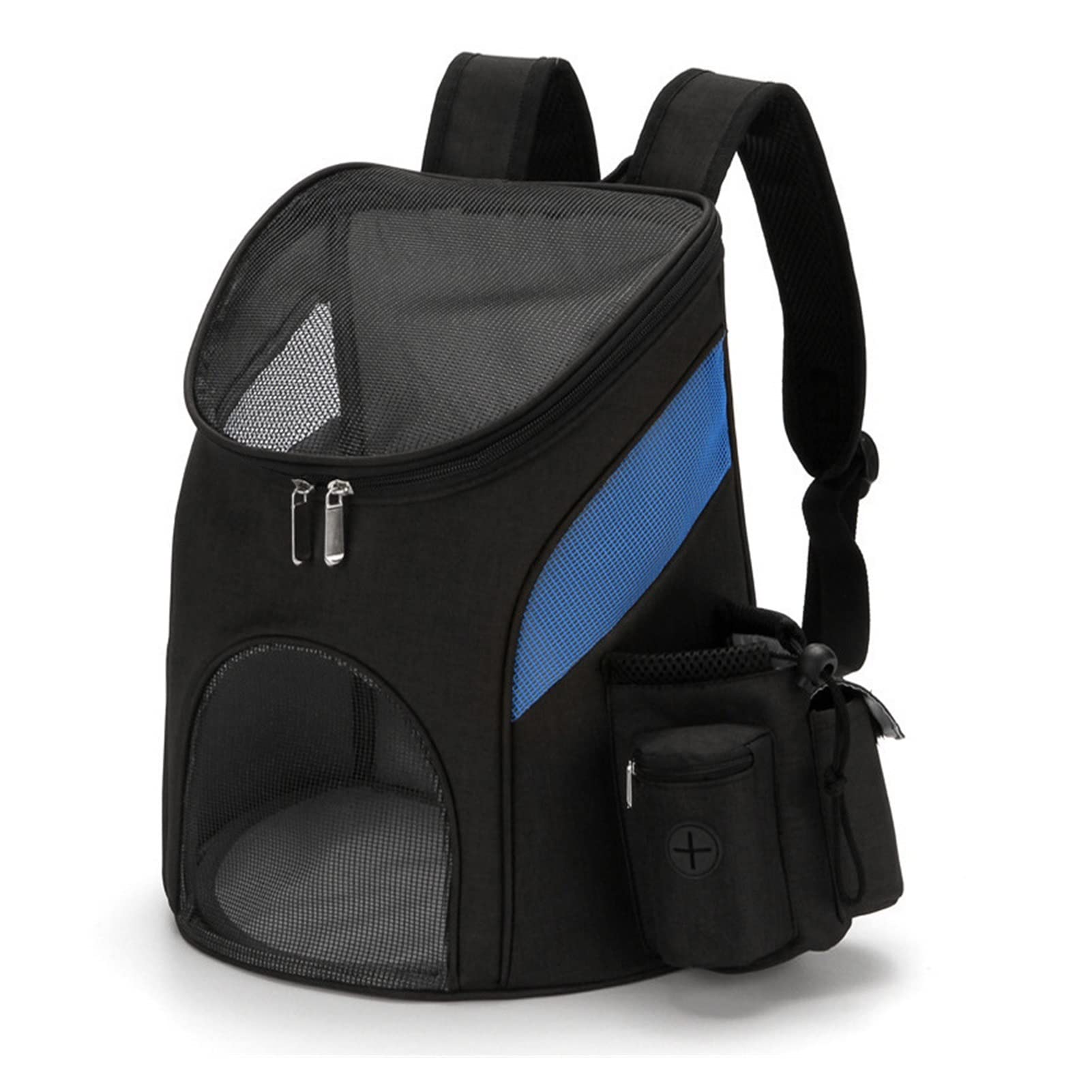 Hyonlla Pet Backpack Carrier - Portable Collapsible Breathable Mesh Cat & Dog Backpack for Small Pets (0-3kg) - Ideal for Outdoor Travel, Hiking, Vet Visits & Daily Commute (Black-Blue, Size S)