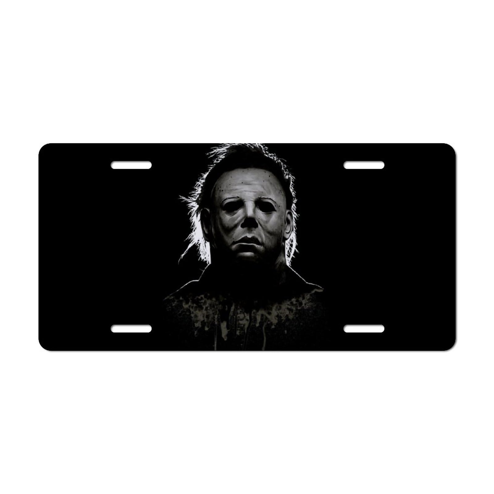 Halloween Michael Myers Car License Plate Cover - Durable 15x30cm Front Plate for Any Car, Truck or SUV - Perfect for Halloween Decorations & Horror Movie Fan Gifts