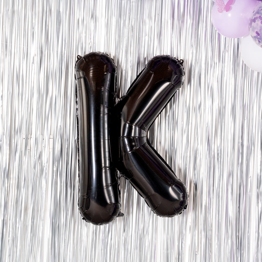 Black Mylar Letter K Balloon - 40 Inch Large Foil Alphabet Balloon for Birthday Party Decorations, Baby Showers & Graduation Celebrations (1 Count)