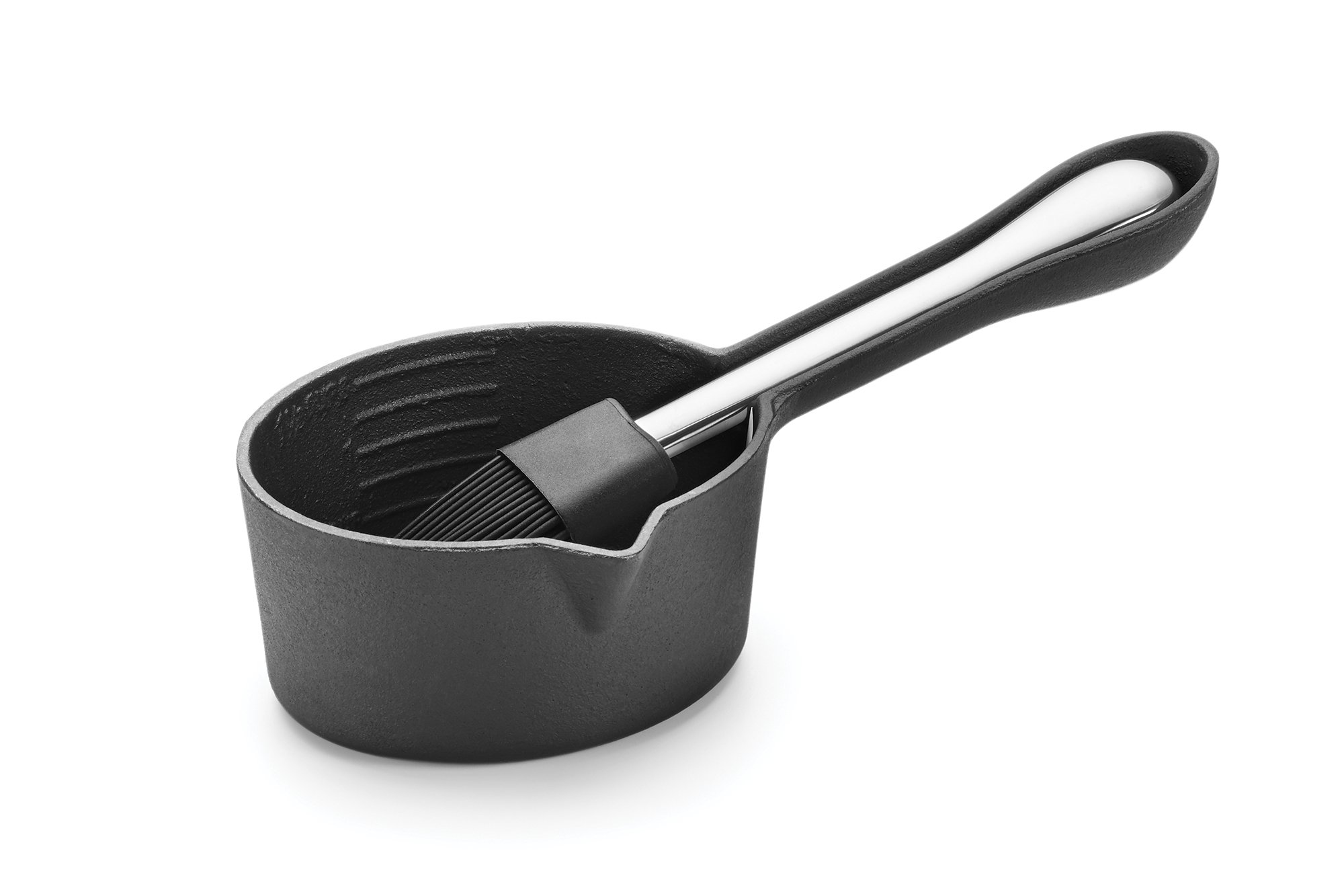 Cast Iron Basting Pot with Sauce Brush - Heavy Duty Kitchen Tool for Basting, Glazing & Cooking - Perfect for Roasting Turkey, Grilling Meats & Baking Bread
