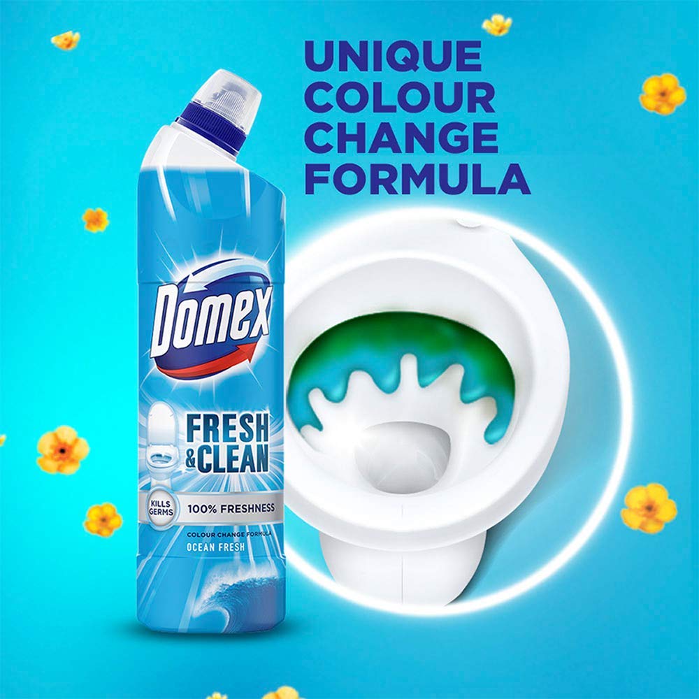 Domex Ocean Fresh Toilet Cleaner - 500ml (2-Pack) | Powerful Bathroom Cleaner for Stains & Odor Removal | Ideal for Homes, Hotels & Restrooms