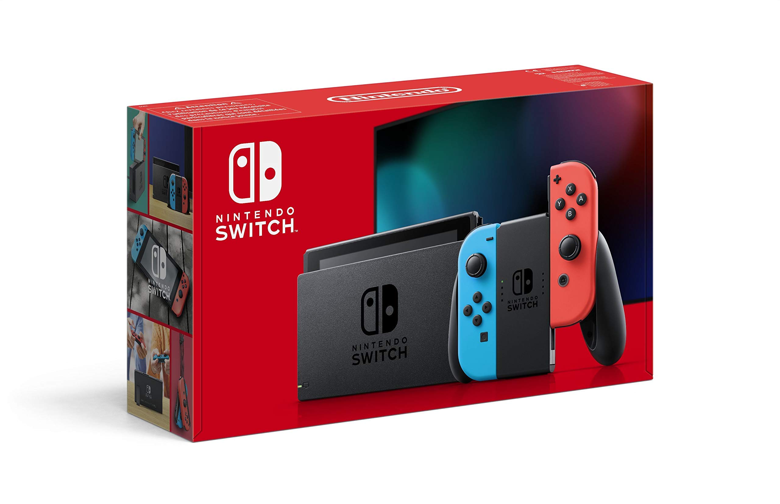 Nintendo Switch Console (Neon Red/Neon Blue) - Certified Refurbished | Portable Gaming System for Home & Travel, Multiplayer Fun with Family & Friends