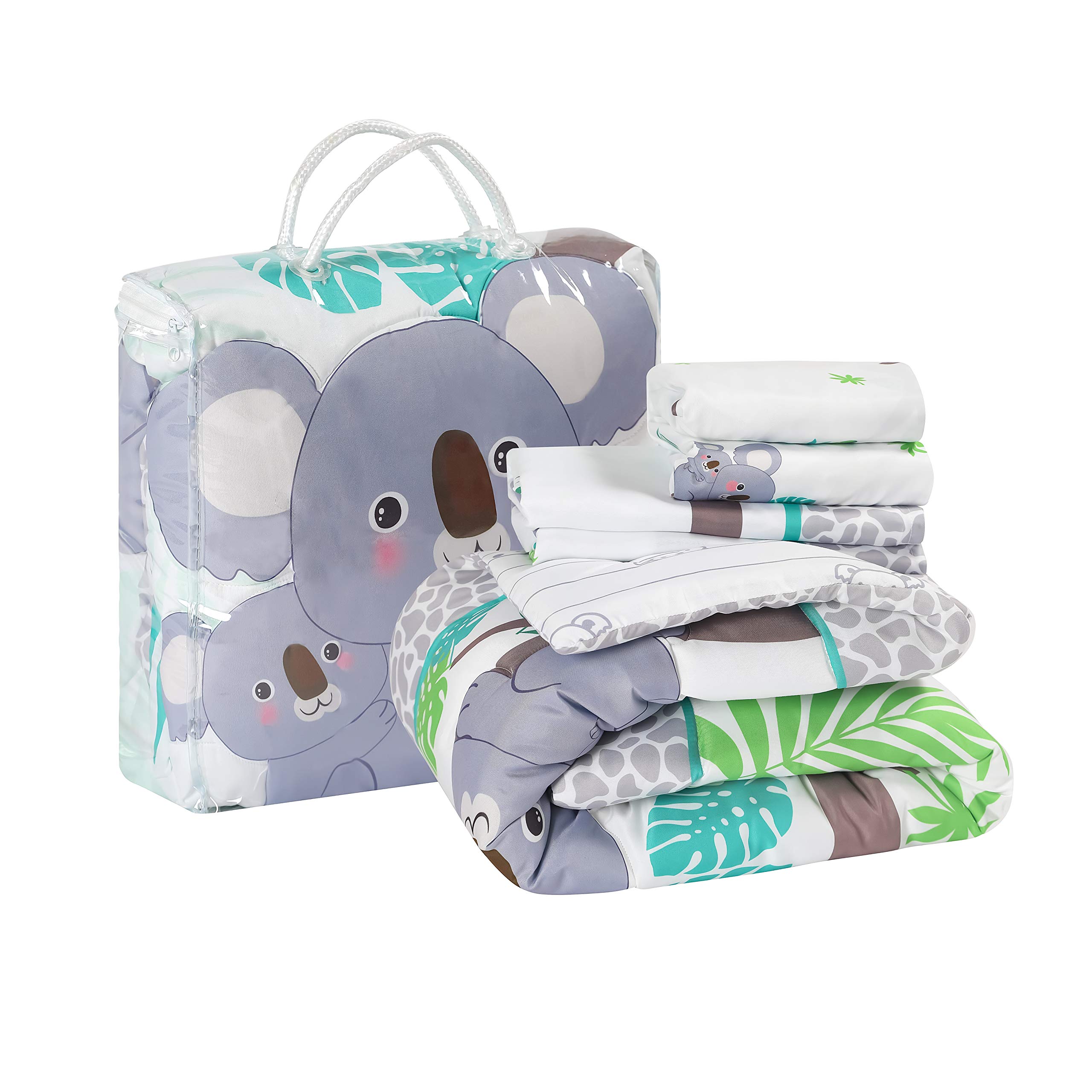 Premium Baby Koala Nursery Crib Bedding Set - 3 Piece Standard Size Crib Set in Soft Grey & Green | Unisex Nursery Bedding & Neutral Decor for Boys & Girls | Perfect for Newborns, Baby Showers & Gender-Neutral Nursery Themes