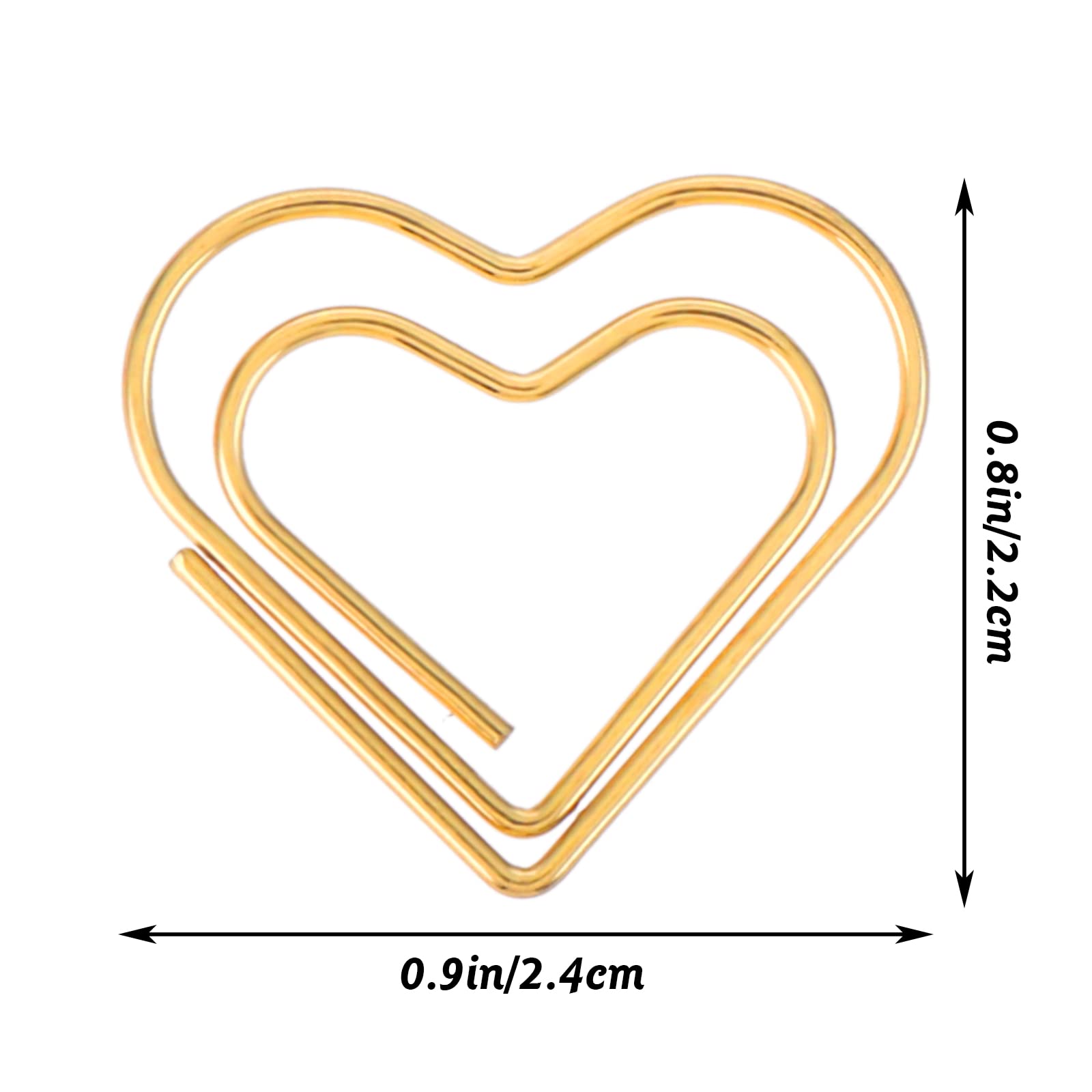 100Pcs Gold Heart Paper Clips - Cute Small Heart-Shaped Office Supplies for Kids, Women, Wedding Decorations & Scrapbooking - Perfect for Organizing Documents, Notes & Crafts