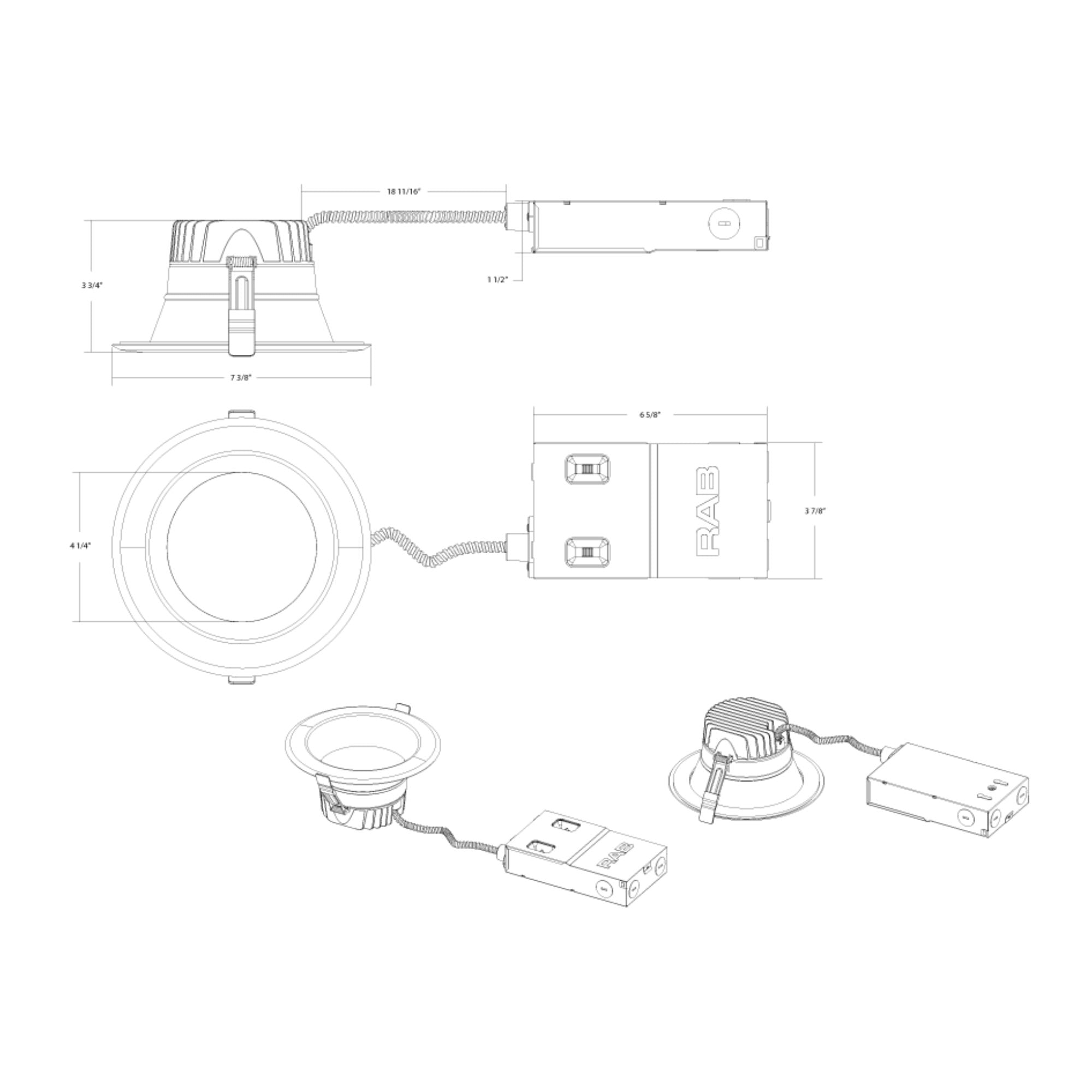 6 Pack High Output Commercial LED Downlight - 5000 Lumens, 5 CCT Options, 120-277V, ELV/0-10V Dimming - Perfect for Offices, Retail Stores & Warehouse Lighting