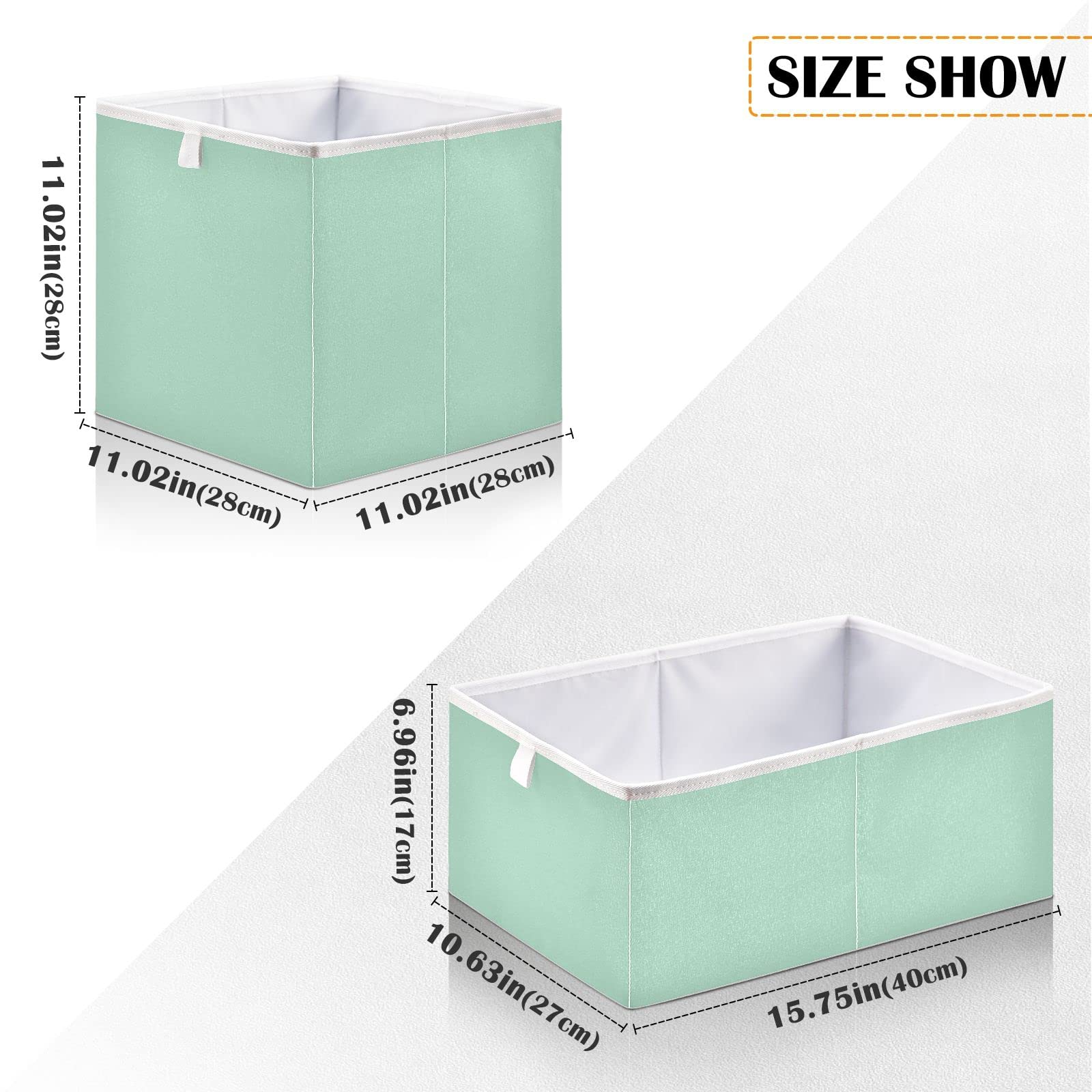 Pastel Green Foldable Storage Cubes & Fabric Bins - Closet Organizer for Clothes, Toys, Books & Office Supplies | Space-Saving Rectangular Shelves for Bedroom, Nursery & Home Organization