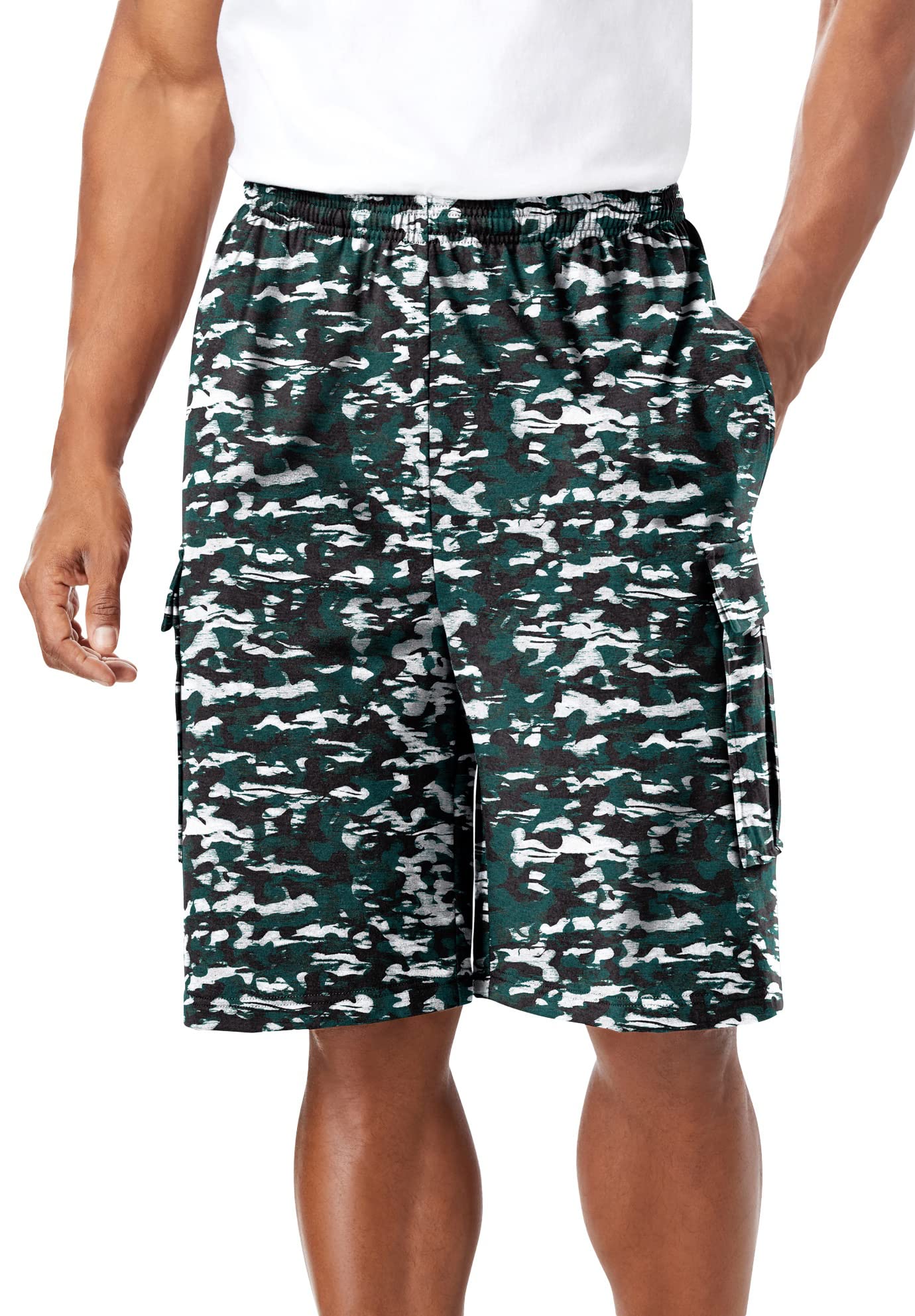 KingSize Men's Big & Tall Lightweight Jersey Cargo Shorts - Comfortable Stretch Fit for Summer, Travel & Outdoor Activities