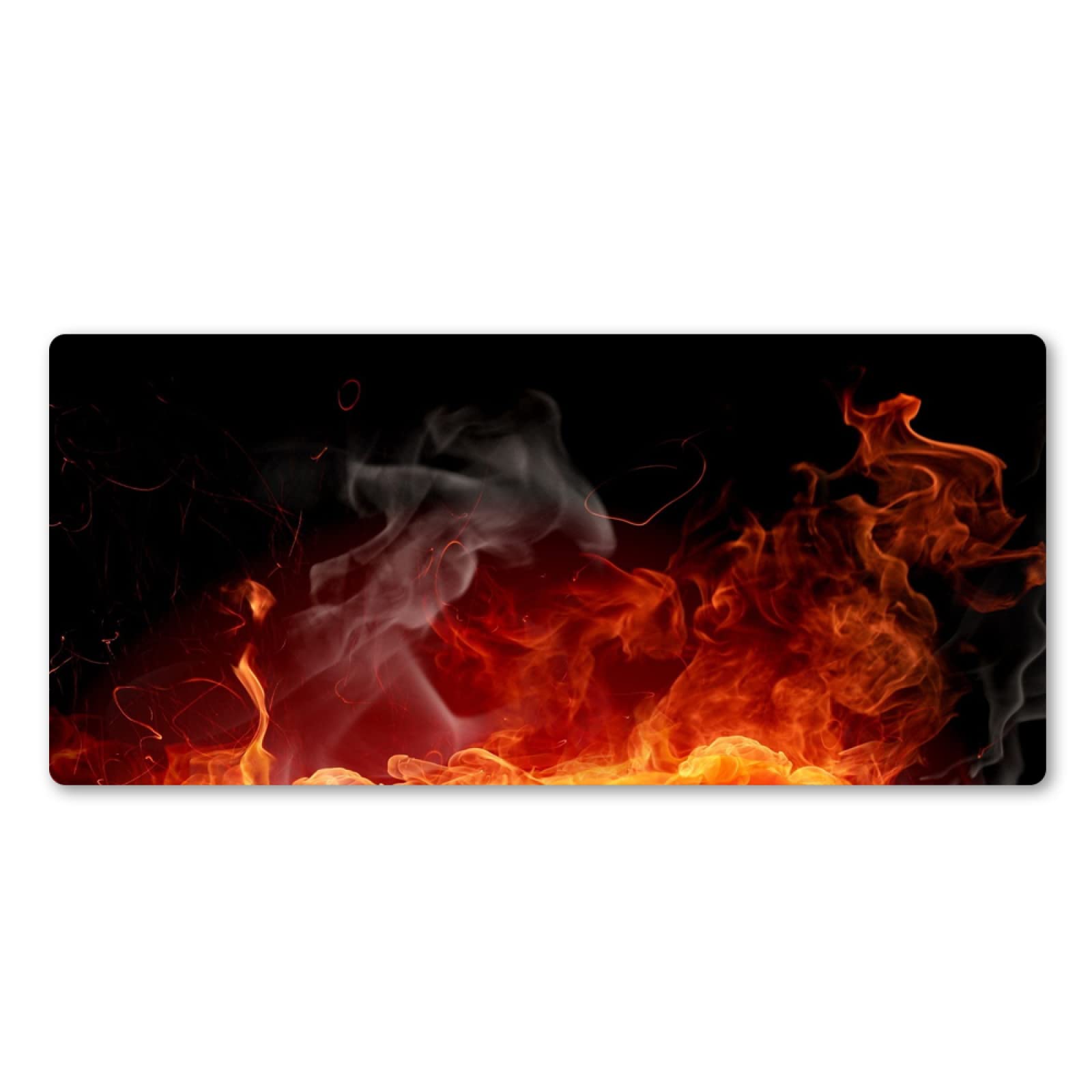 Flame 3D Gaming Mouse Pad - White Smoke Design with Stitched Edges, Non-Slip Waterproof Base - 700x300x3mm Large Extended Mouse Mat for PC, Laptop Gamers - Perfect for Esports, Office Work & Home Gaming Setup