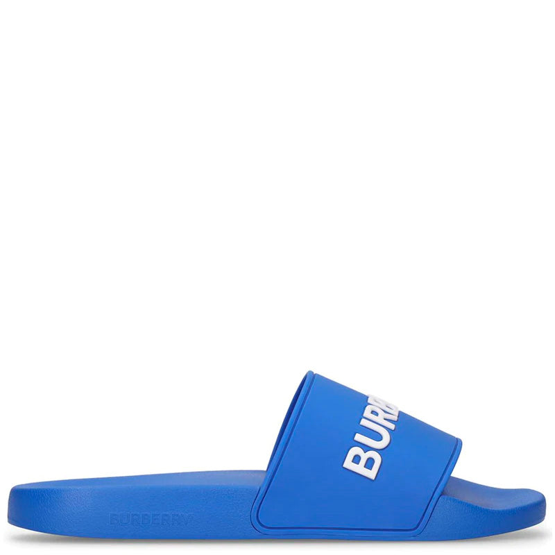 Burberry Blue Logo Furley Sliders - Luxury Designer Sandals for Men & Women | Perfect for Summer, Beach & Casual Outings