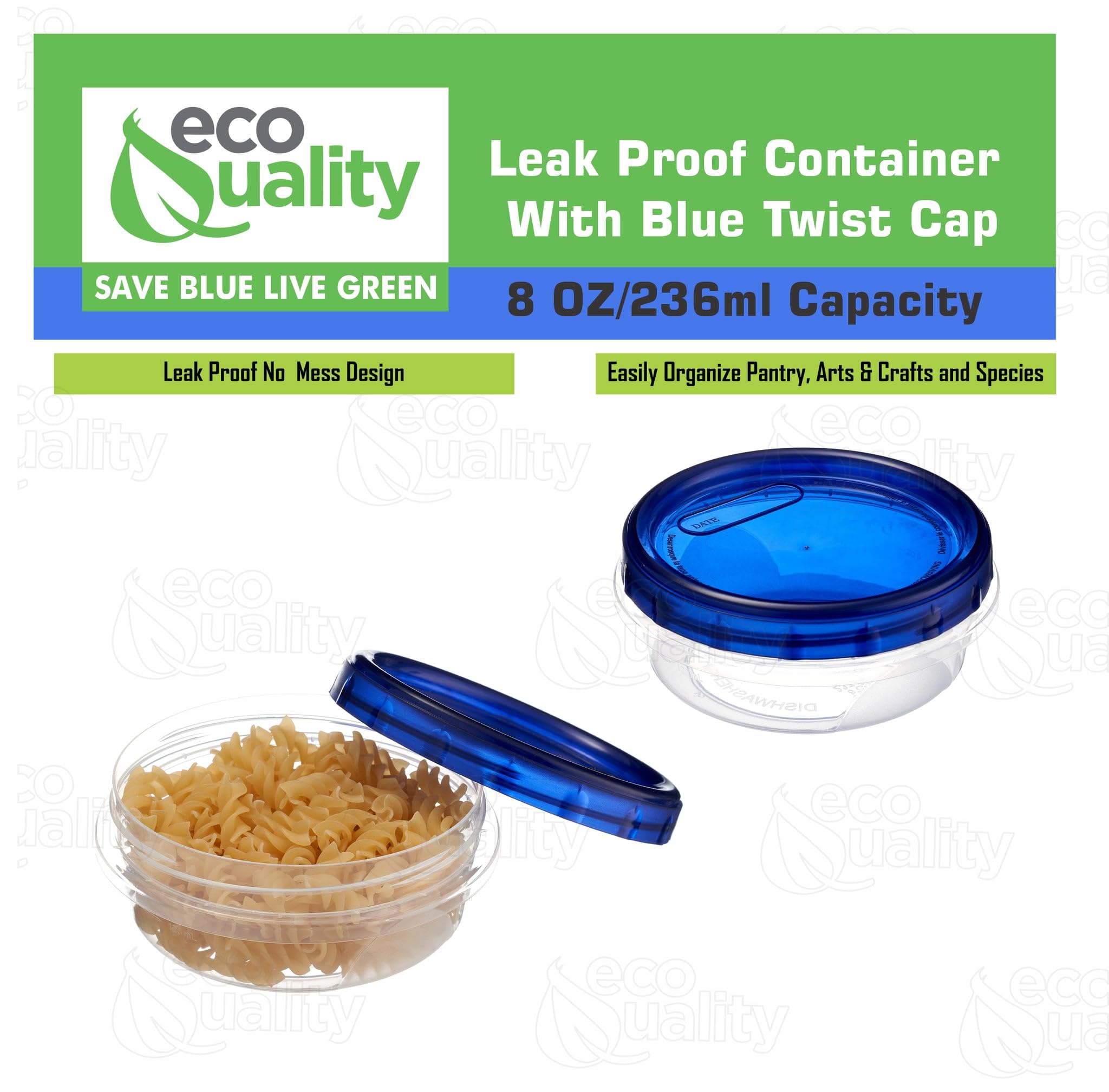 4-Pack 8oz Airtight Plastic Food Storage Containers with Twist & Seal Lids - Leak-Proof, BPA-Free, Reusable & Stackable Snack Canisters for Meal Prep, On-the-Go Lunches, Pantry Organization & Kitchen Storage (8 Ounce)