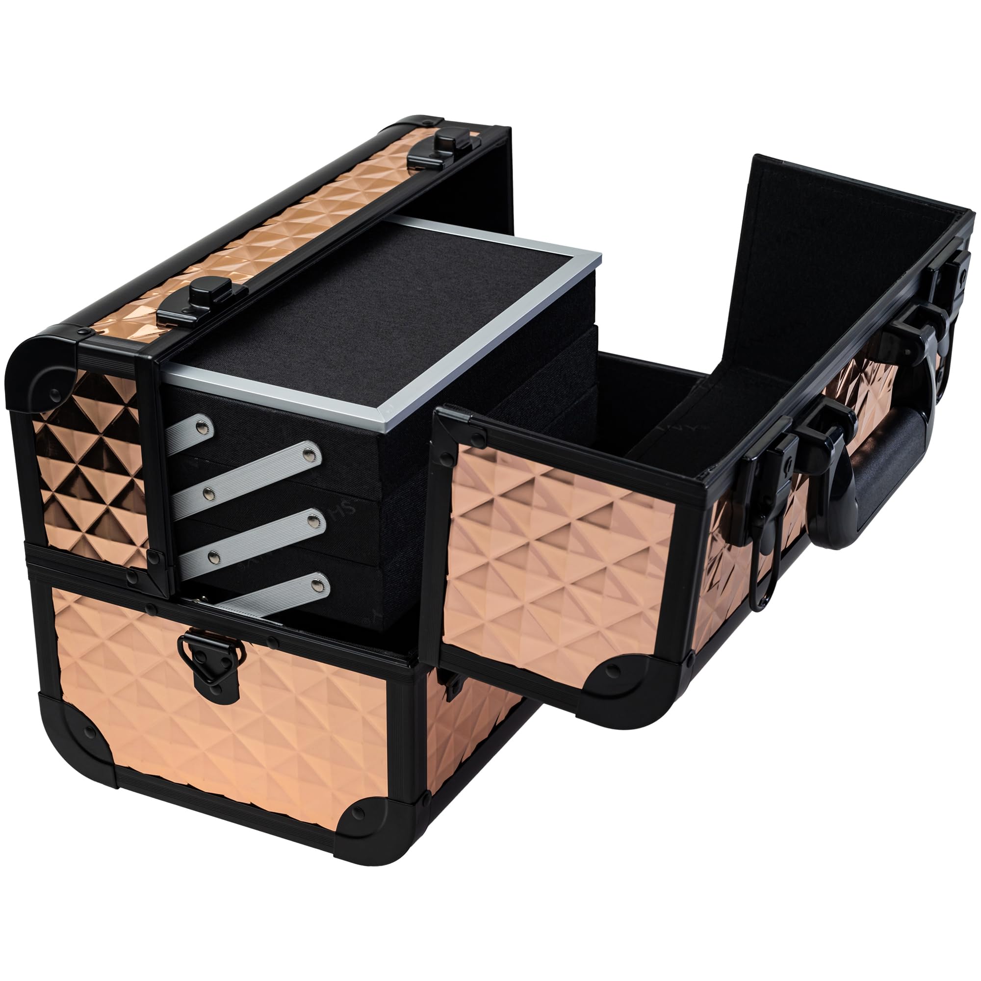 SHANY Professional Makeup Train Case with 3 Trays & Mirror - Perfect for Travel & Salon Use