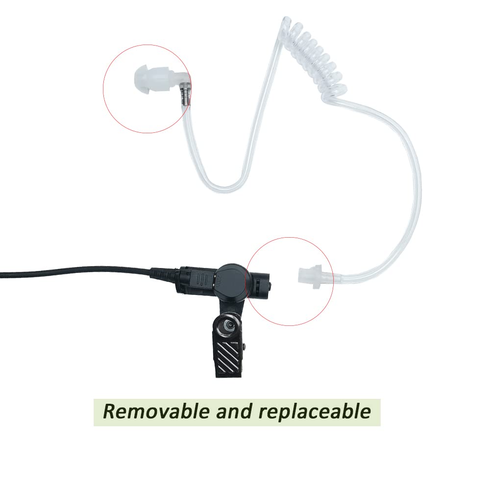 BVMAG Acoustic Tube Earpiece Headset with Microphone - PTT Compatible with Motorola XPR3500 XPR3550E XPR3000 XPR3300 Two Way Radios - Ideal for Security, Construction & Industrial Communication