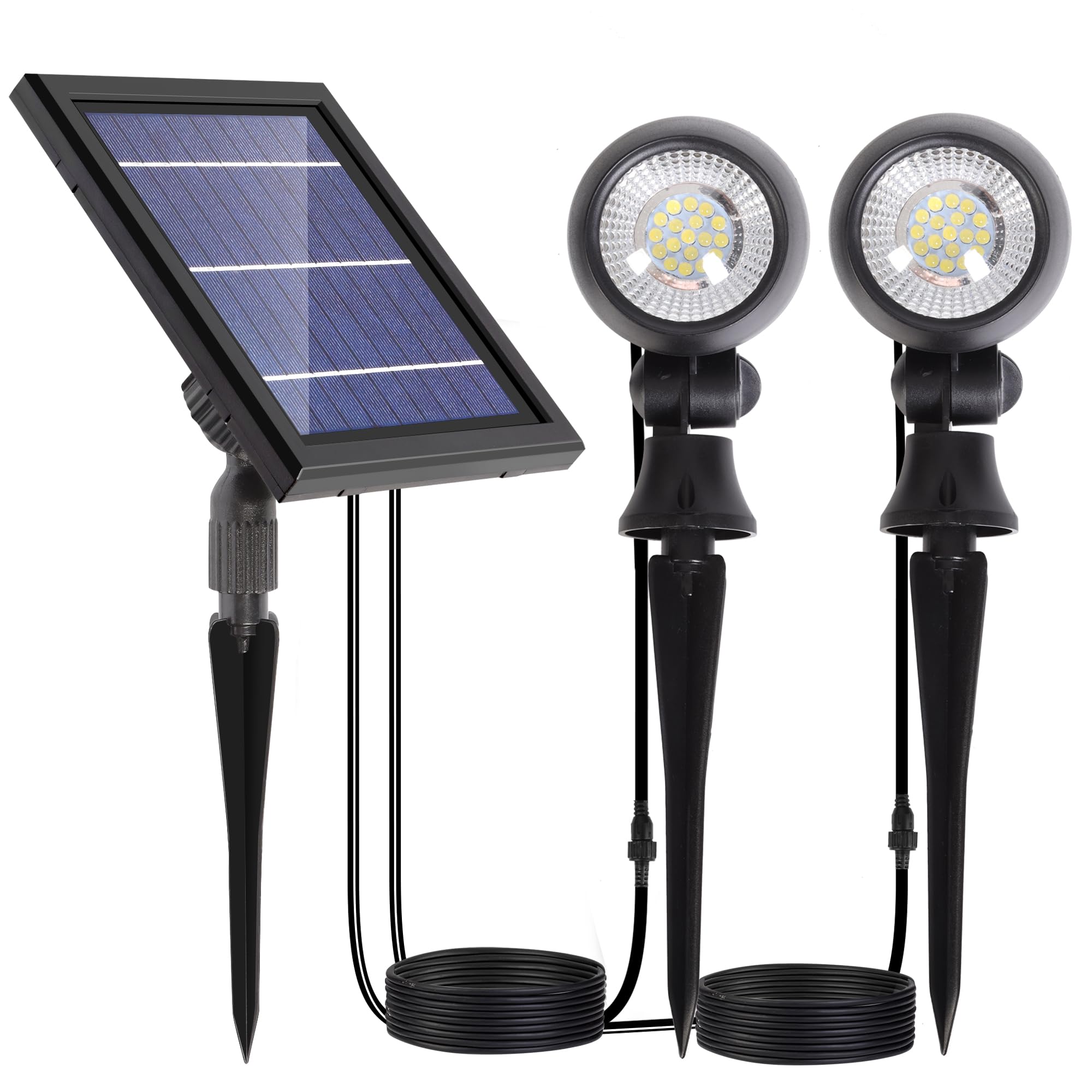 SUNLONG Solar Outdoor Spot Lights - Waterproof Solar Landscape Lighting for Yard, Garden, Pathway & Trees (Natural White) | Perfect for Patio, Driveway & Flag Decorations