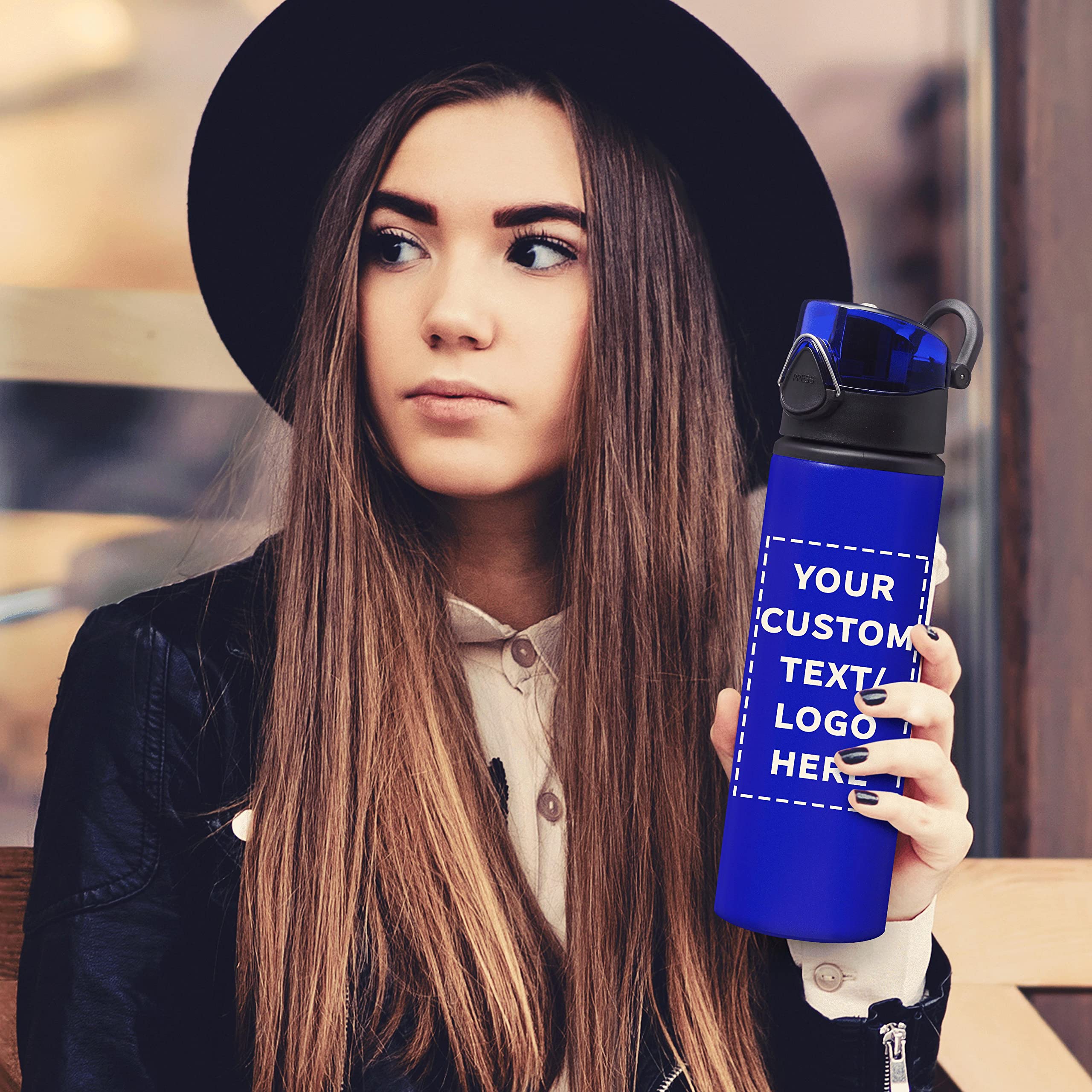 Custom 25 oz Aluminum Water Bottles with Carabiner Clip - Bulk Set of 12 Personalized Refillable Sport Bottles - Ideal for Gym, Hiking, Cycling & School - Blue - Perfect for Outdoor Adventures, Team Events & Corporate Gifts