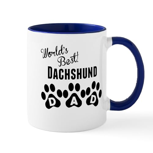 White/Navy Inside - Worlds Best Dachshund Dad Mugs