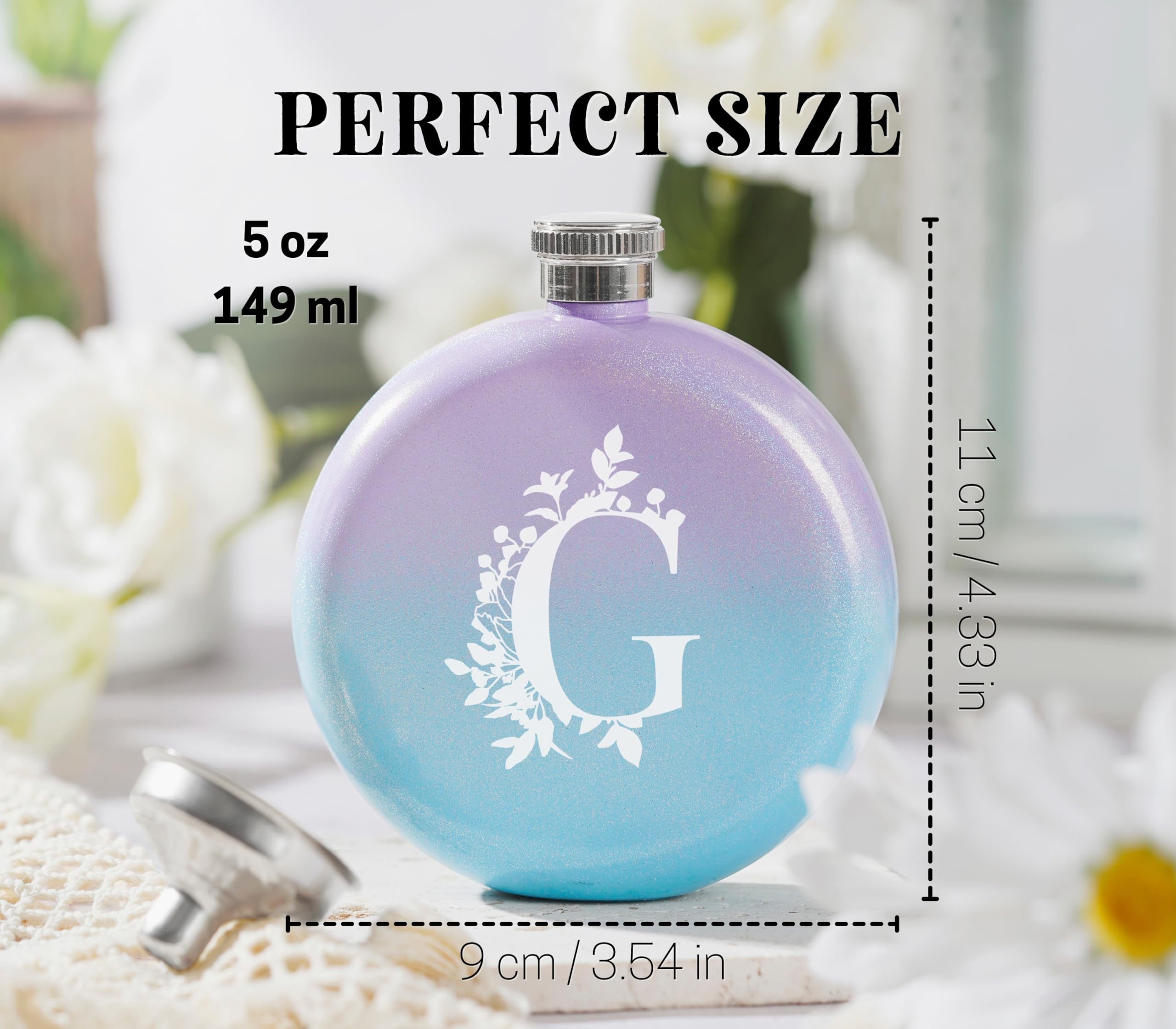 Personalized Gradient Purple Blue 5 oz Hip Flask for Women - Custom Engraved Gift for Birthday, Christmas, Anniversary - Perfect for Parties, Travel & Outdoor Adventures