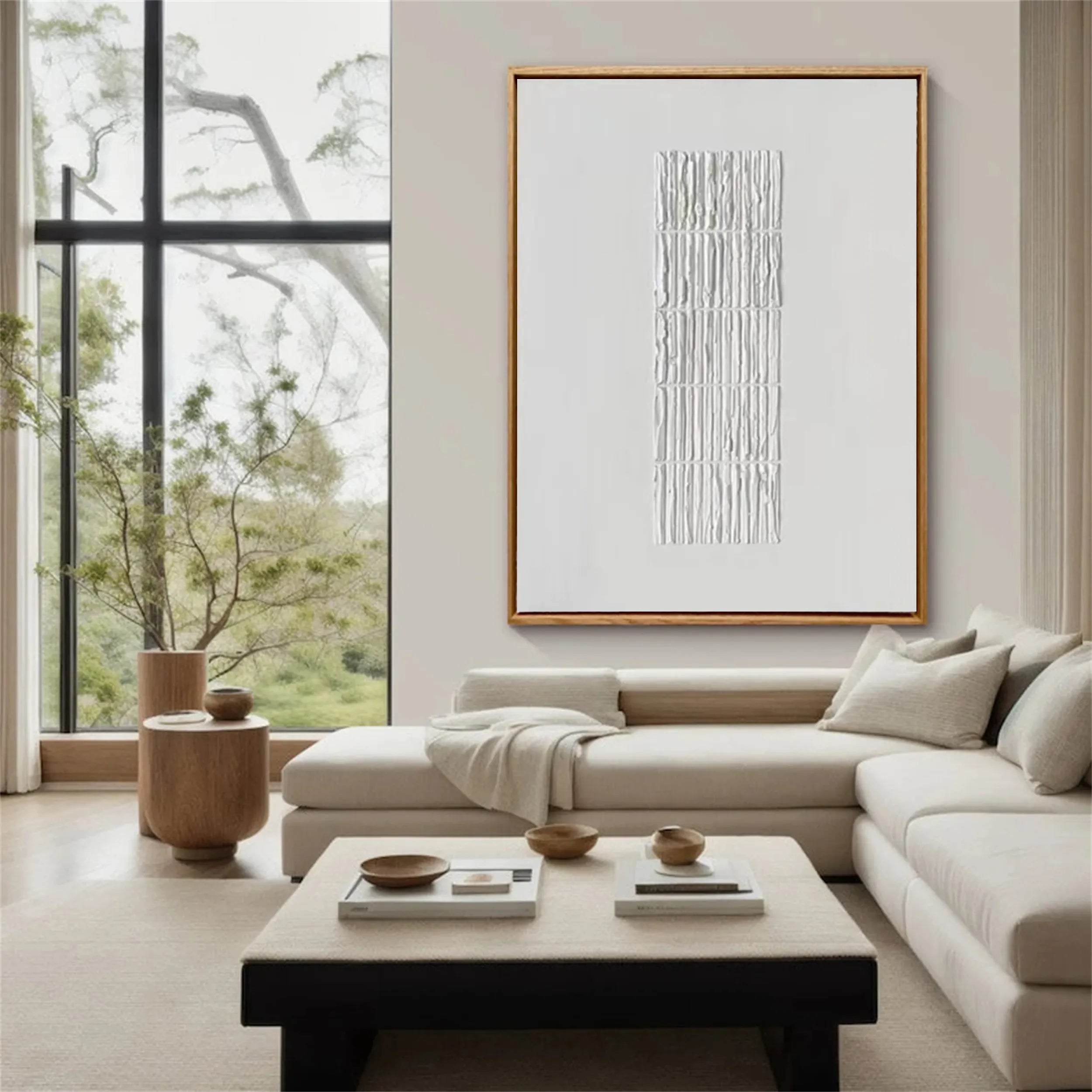 White Minimalist Textured Painting Canvas #MM208 - Premium Abstract Wall Art for Modern Home & Office Decor