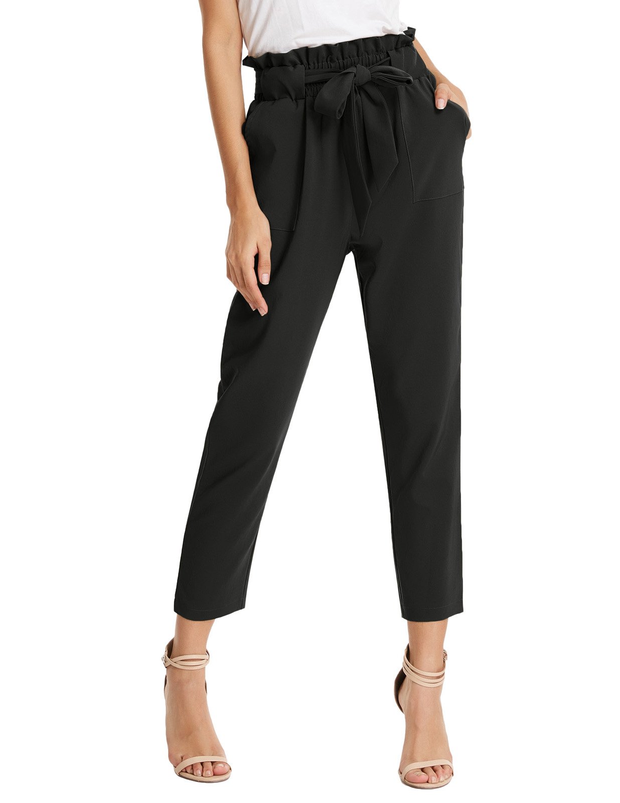 GRACE KARIN Women's High Waisted Paper Bag Pants - Slim Fit Office Pencil Pants for Work, Business Casual & Everyday Wear | Comfortable Stretch Trousers for Professional & Smart Outfits