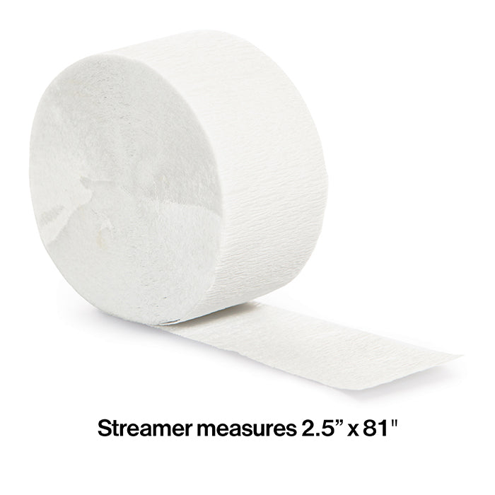 12-Piece Bulk White Crepe Streamer Roll - 81 Feet Long Party Decorations for Birthday, Wedding & Holiday Celebrations
