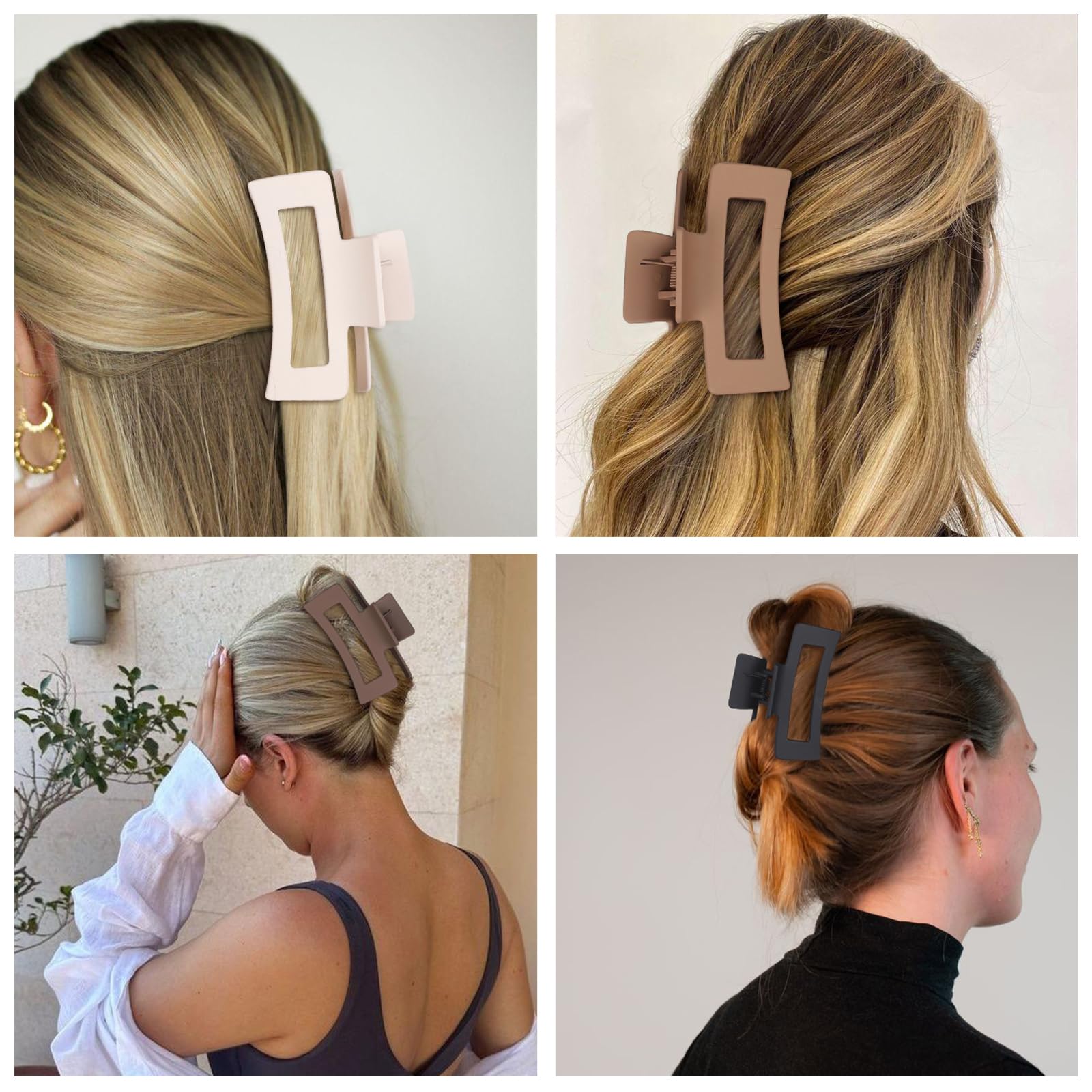 8 Pcs Medium Hair Clips for Women - Small Claw Clips for Thin & Thick Hair | 2 Style Rectangle Jaw Hair Accessories for Women & Girls (Brown) | Perfect for School, Work & Everyday Hairstyles