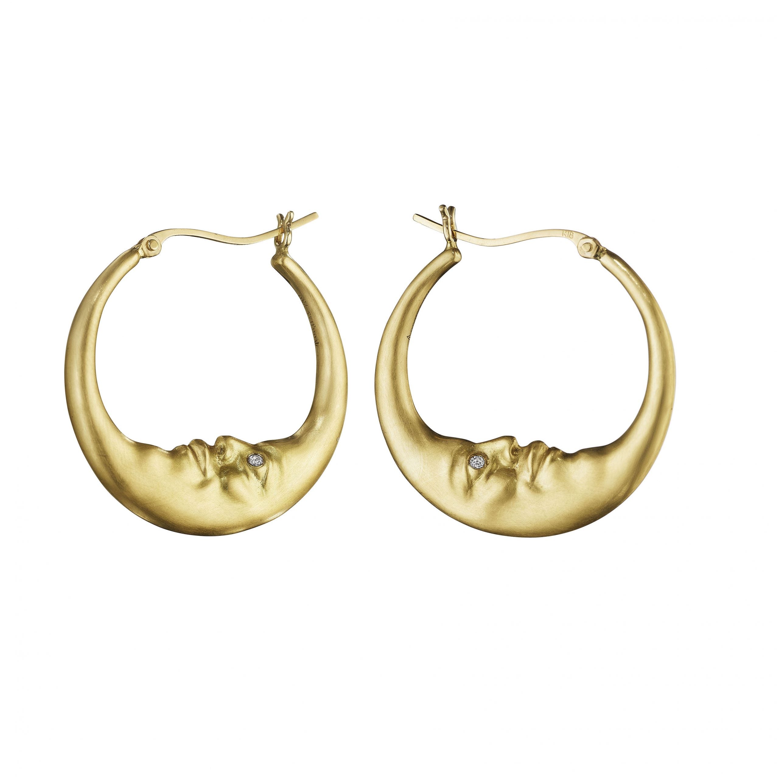 Stylish Small Crescent Moonface Hoop Earrings for Women - Trendy Celestial Jewelry for Everyday Wear & Special Occasions