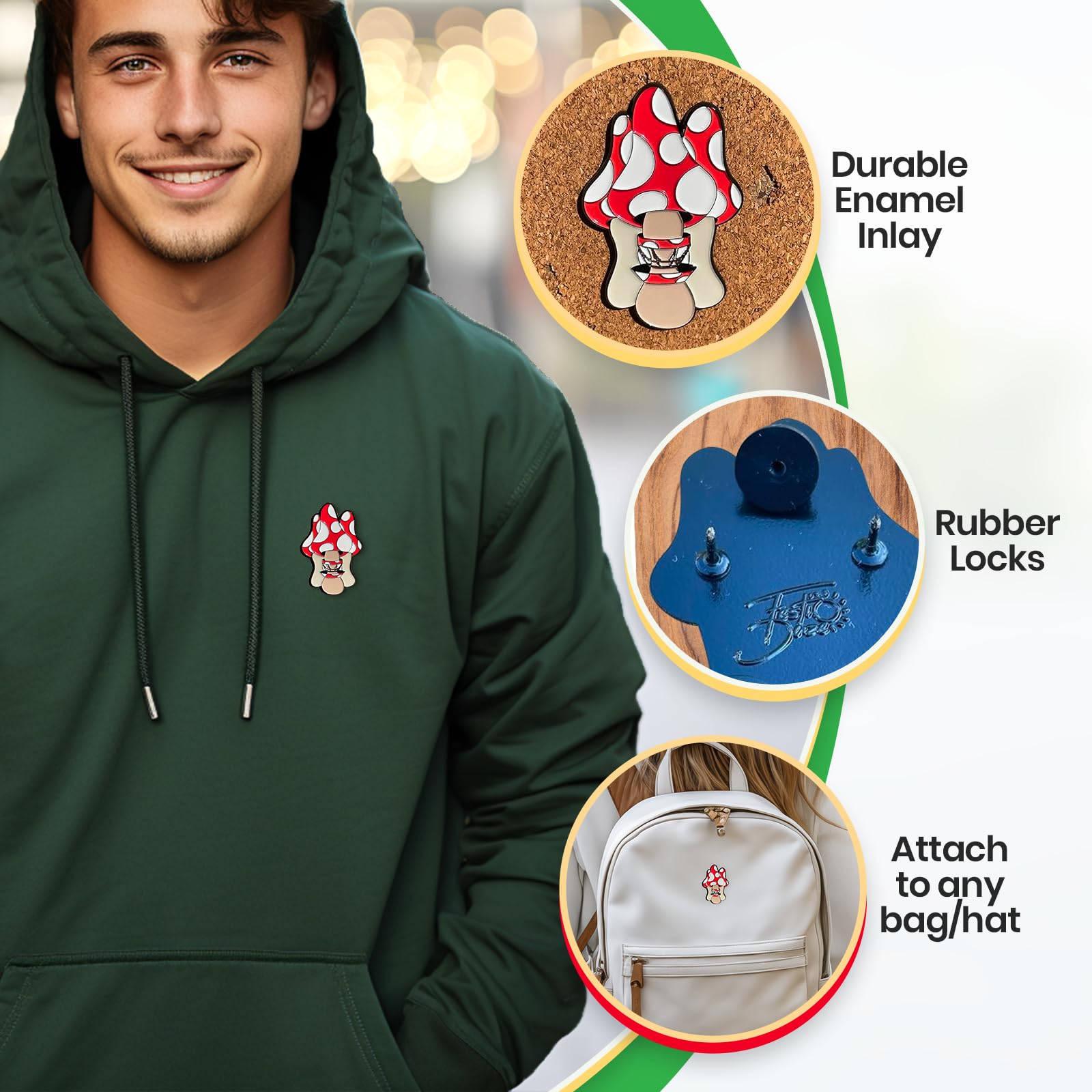 Funny Mushroom Enamel Pin for Disc Golfers - Stylish Disc Golf Bag Accessories for Men & Women - Perfect for Frisbee Golf Lovers to Decorate Bags, Hats & Jackets