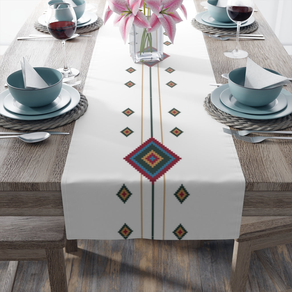 White Diamond Southwestern Table Runner - Cotton or Polyester Kitchen Table Linens for Dining Room Decor & Holiday Entertaining