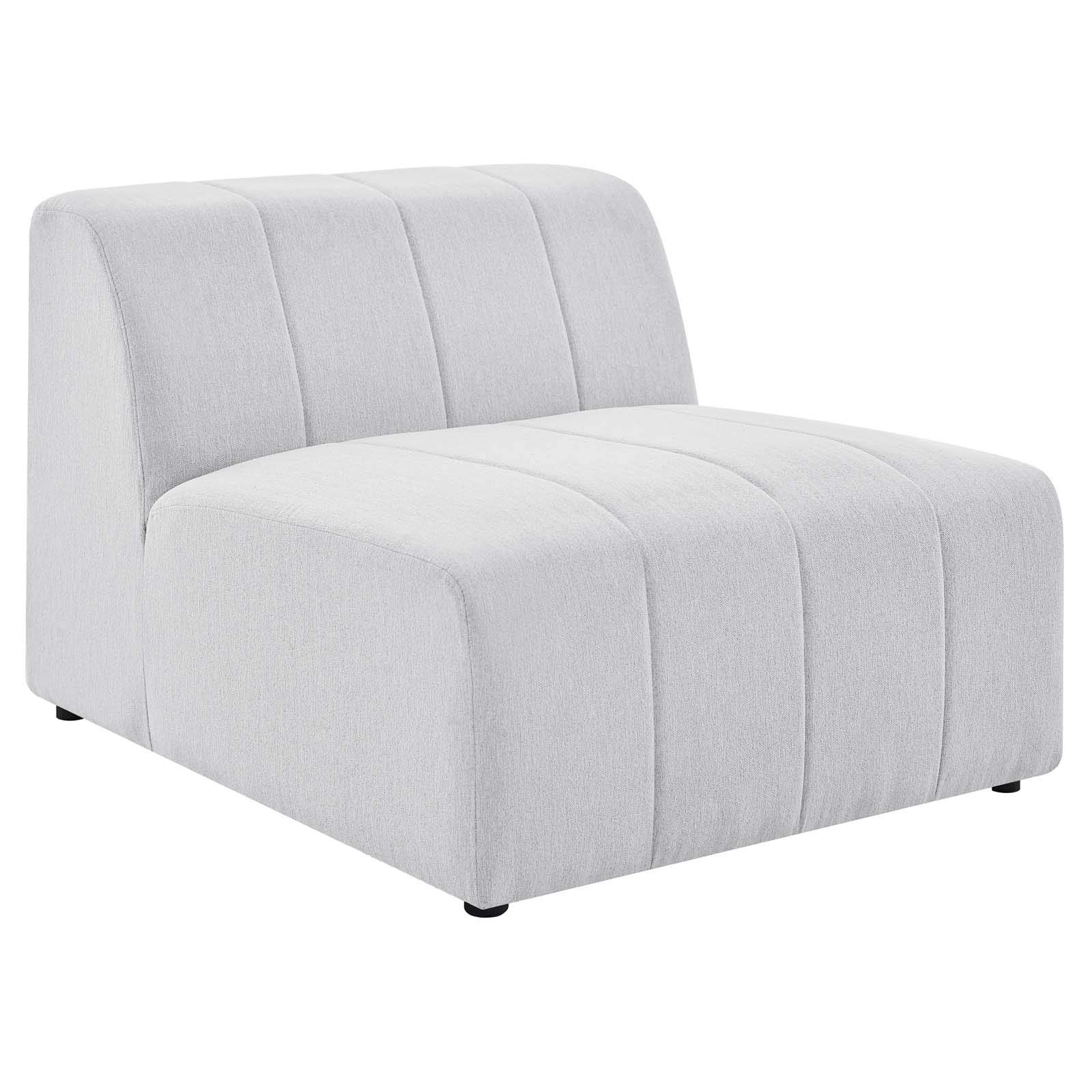 Modway Bartlett 6-Piece Upholstered Sectional Sofa with Chaise in Ivory - Modern Tufted Fabric Living Room Furniture for Family Gatherings & Home Theater