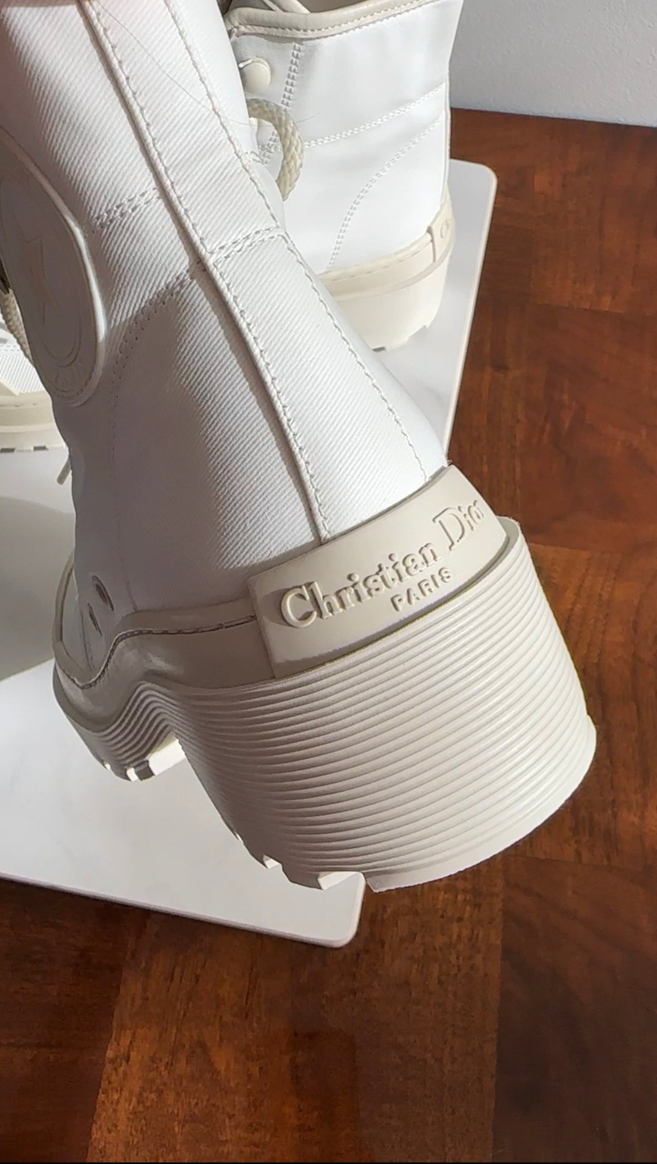 Dior Ivory Coated Canvas and Leather D Rise Ankle Boots Size 37 - Luxury Fashion Boots for Women, Perfect for Parties, Weddings & Evening Events