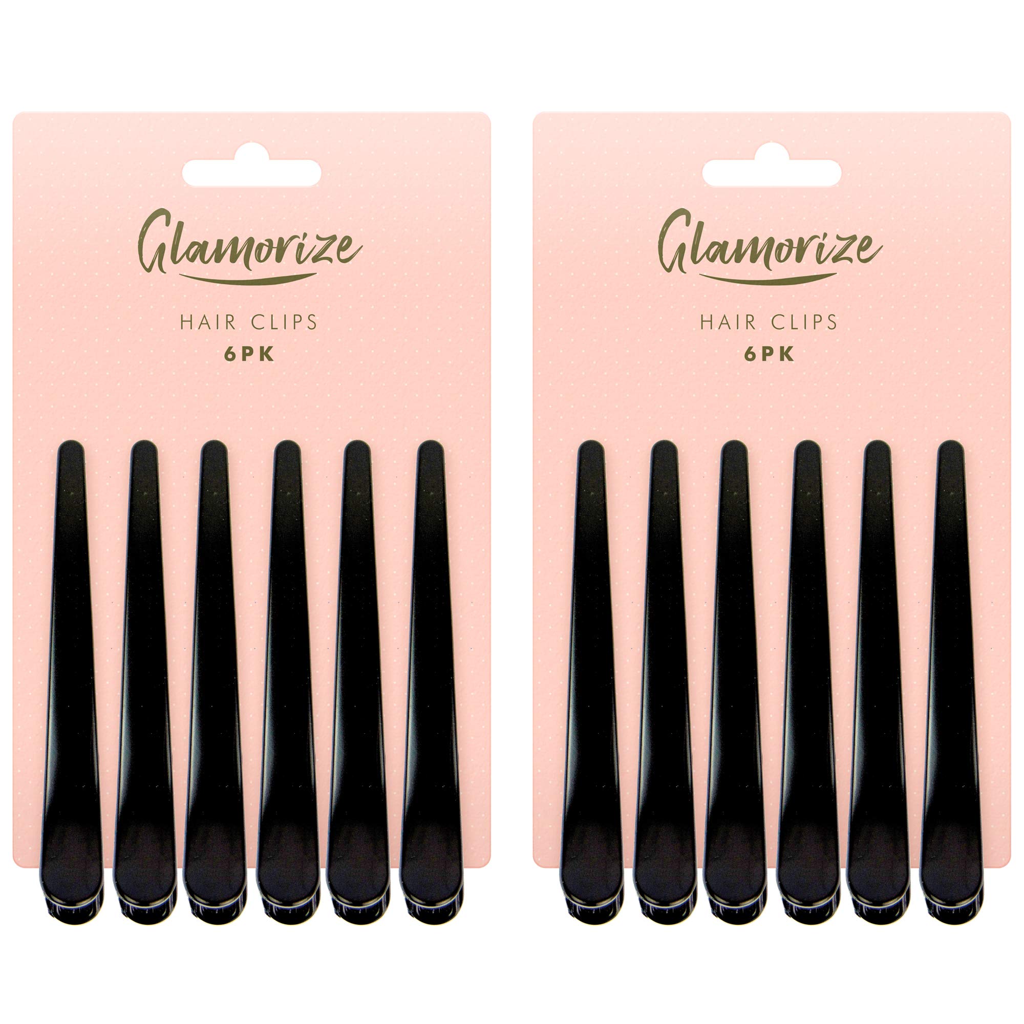 Glamorize Black Plastic Crocodile Hair Clips - 12-Pack Hairdresser Sectioning Clips for Styling | Includes Free E-Book with Hair Styling Tips | Perfect for Salons, DIY Hairstyles & Hair Sectioning