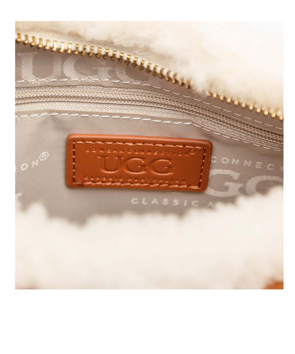 UGG Bek Shearling Bag for Women - Genuine Sheepskin Leather Crossbody Purse with Faux Fur Trim, Fashionable & Cozy Handbag for Winter, Fall, and Everyday Use