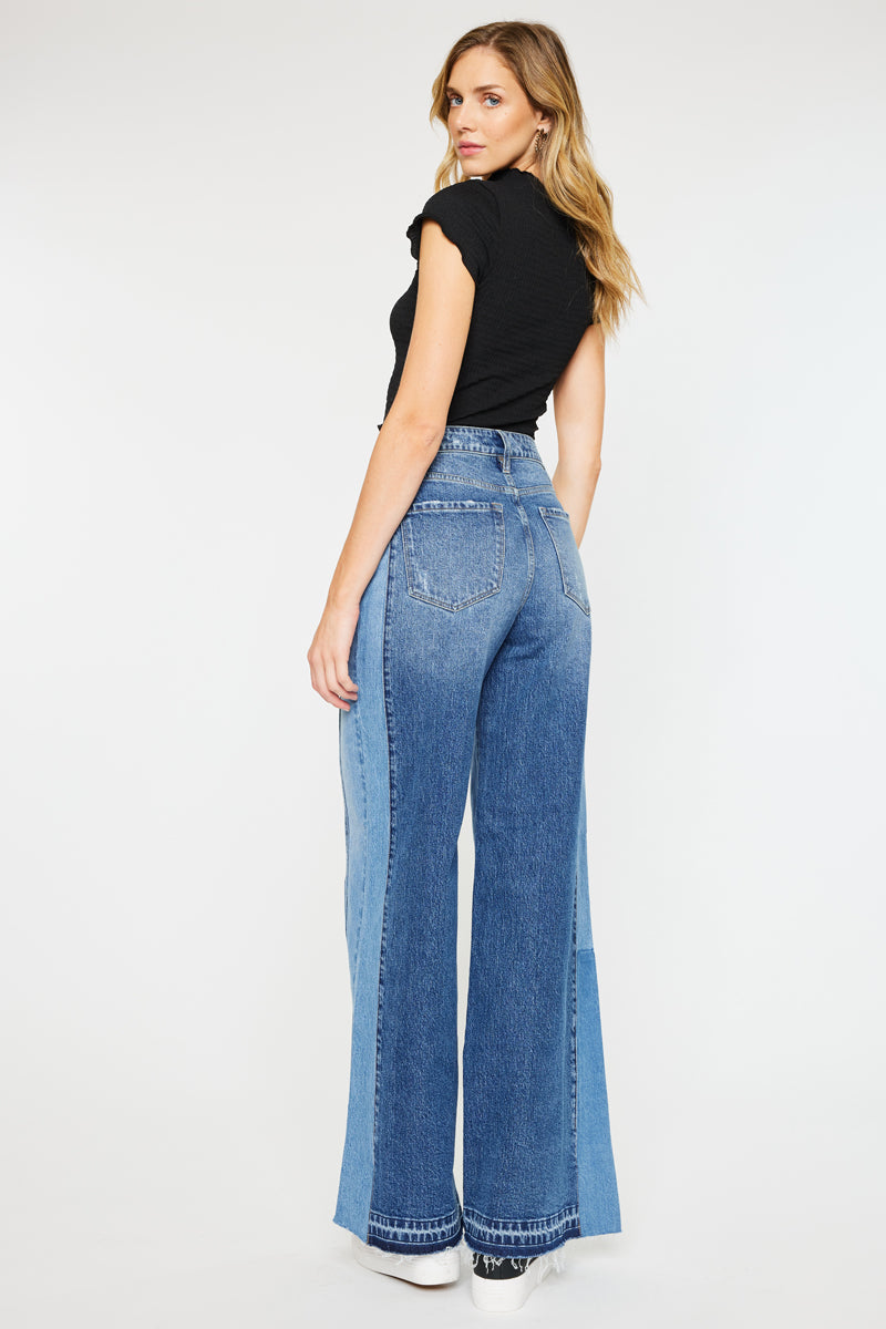 Clover High Rise Wide Leg Jeans for Women - Stretchy Comfort Denim Pants with Flared Fit - Perfect for Casual Outfits, Date Nights & Boho Style