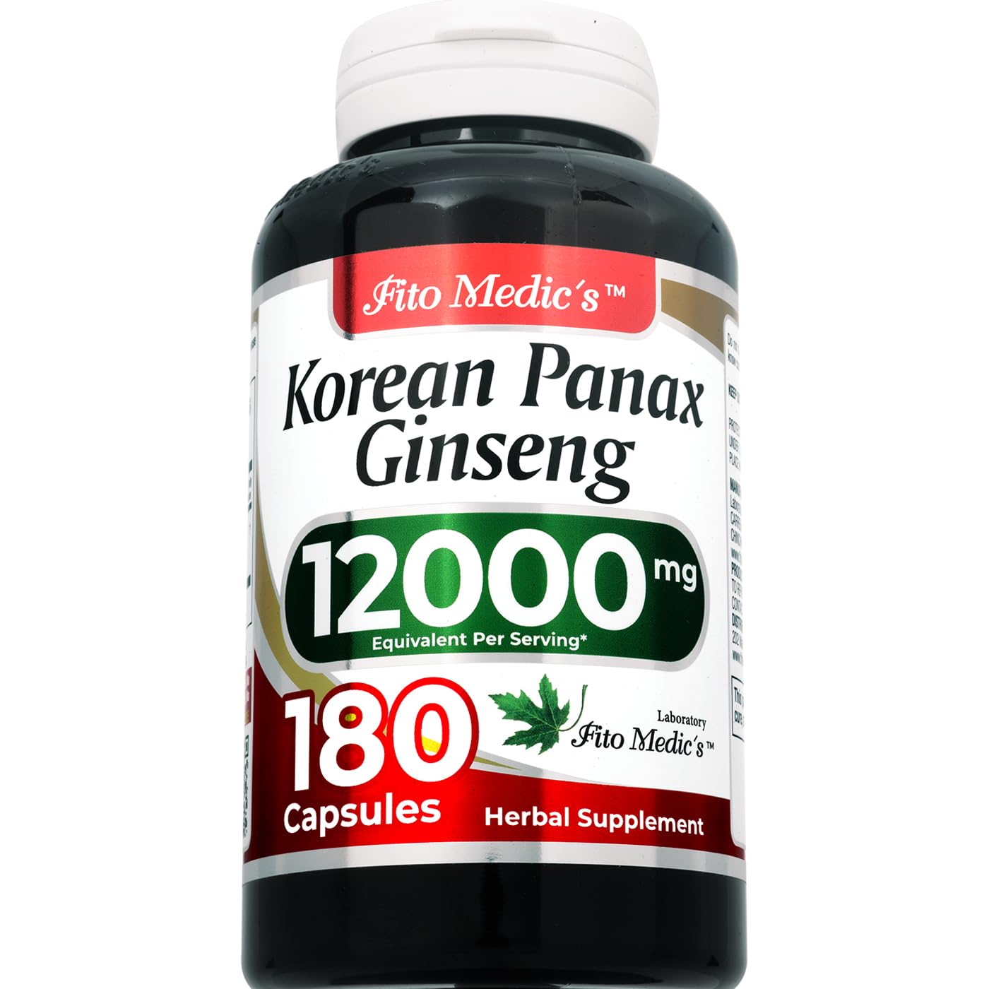 Premium Korean Red Ginseng Supplement 180 Capsules (12,000mg) - High Absorption Panax Ginseng Extract for Energy, Focus & Immune Support - Ideal for Busy Professionals & Athletes