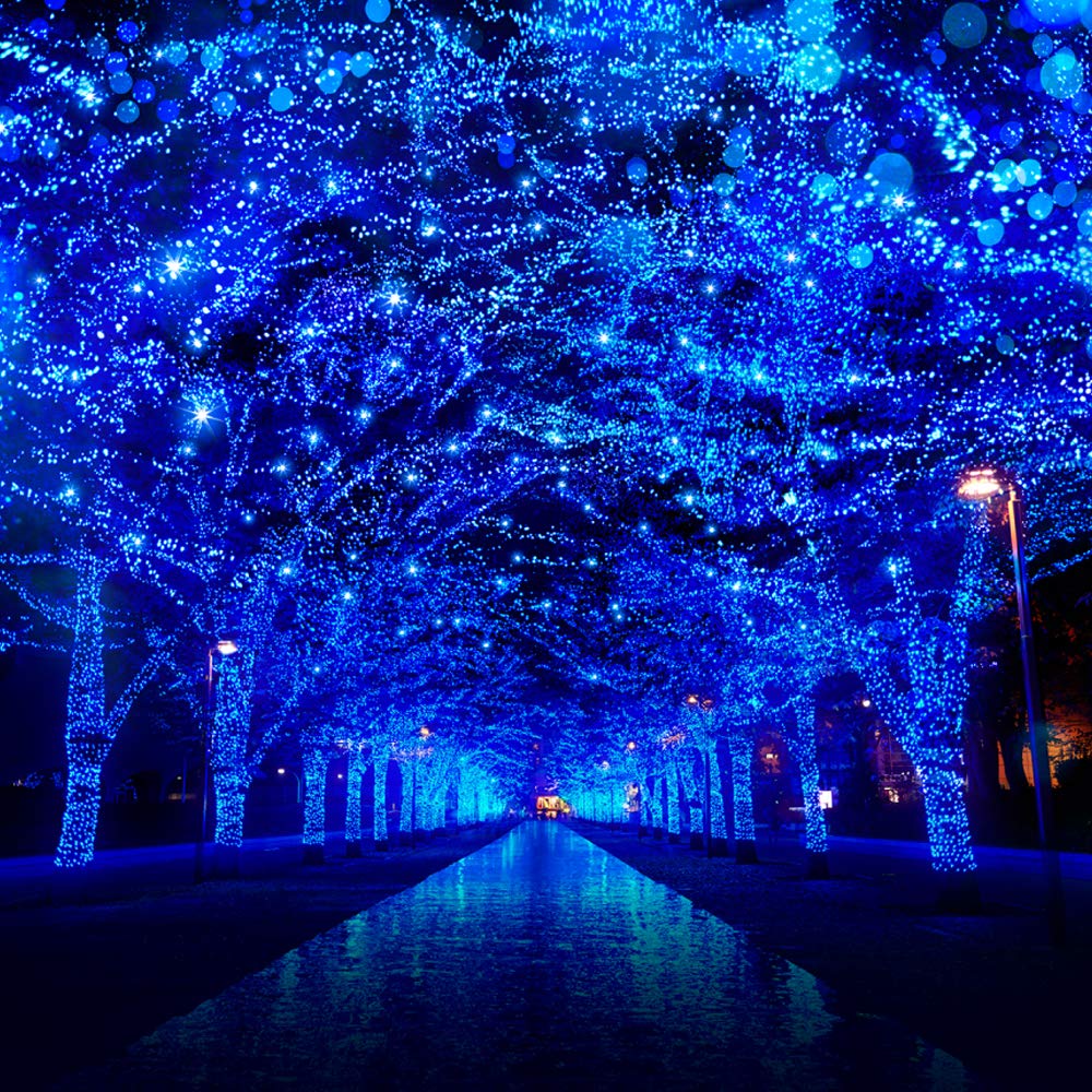 200LED Blue Christmas Lights - 66Ft Waterproof Plug-in String Lights with 8 Modes for Indoor & Outdoor Holiday Decor | Perfect for Christmas Trees, Halloween Parties, Bedroom, Garden, and Patio Lighting (Clear Wire)