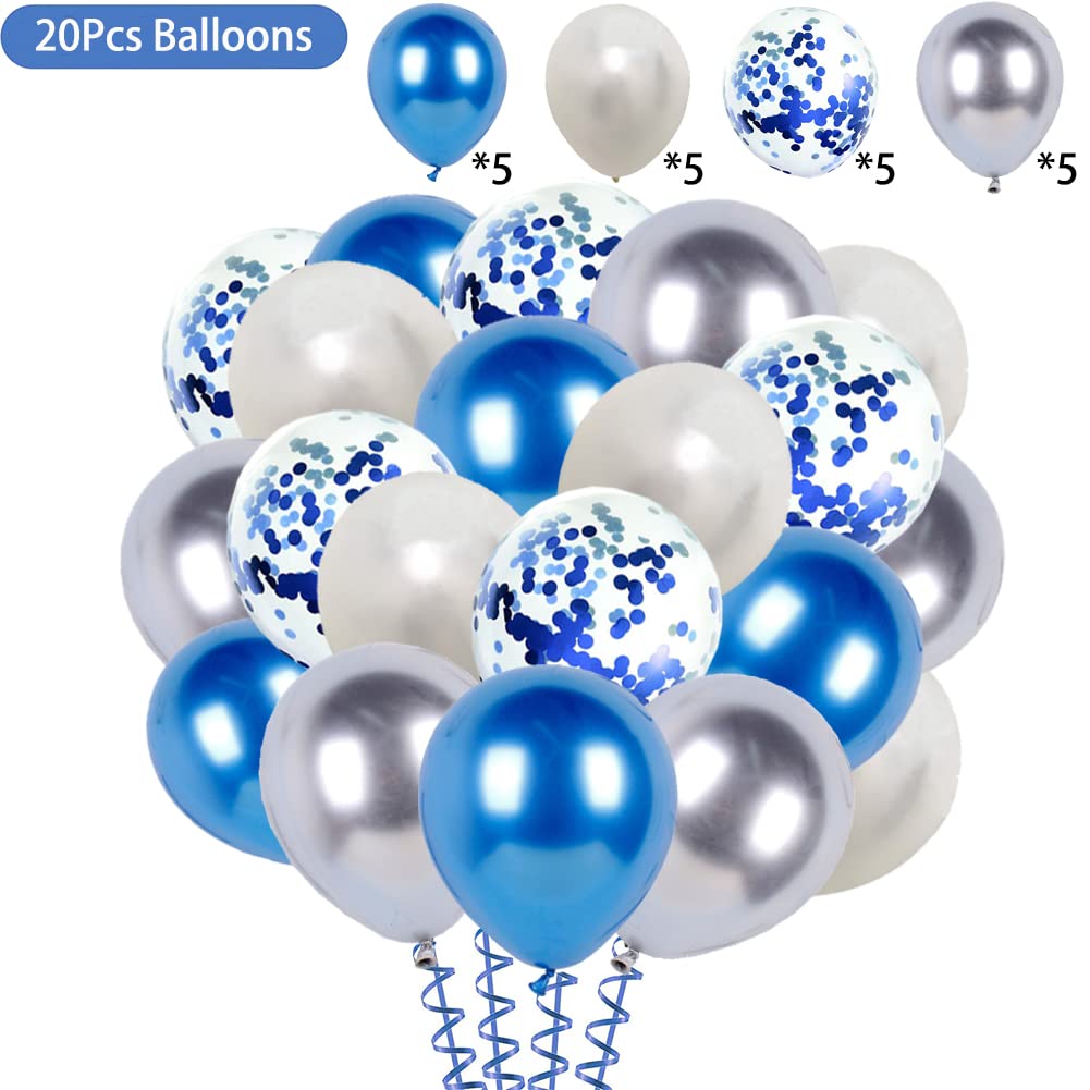Happy Birthday Banner & Balloon Decorations Set - Navy Blue Party Bunting, Latex Balloons & Confetti for Men, Women & Boys Birthday Celebrations | Perfect for Indoor & Outdoor Birthday Parties, Baby Showers & Anniversary Decor
