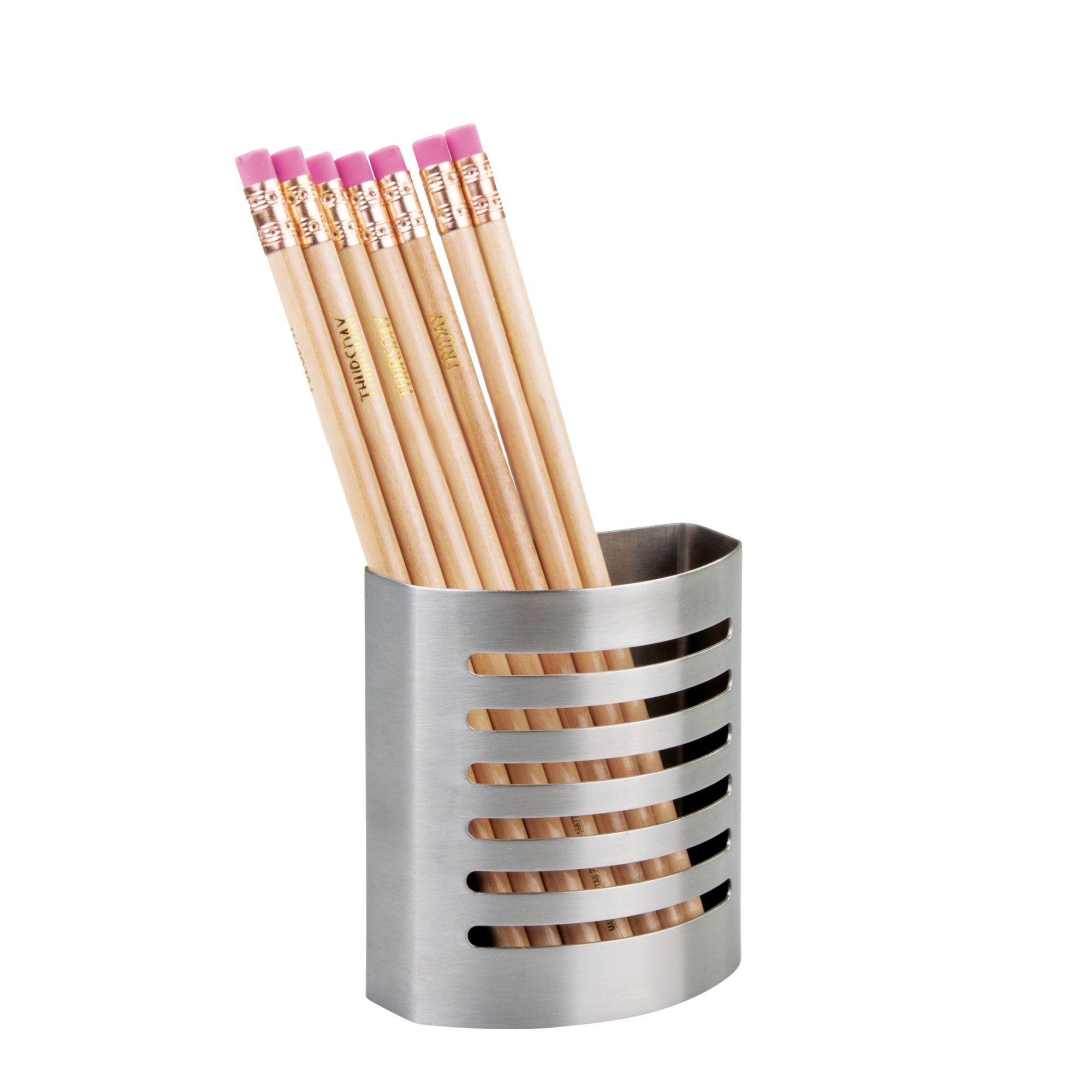 iDesign Forma Magnetic Pen and Pencil Holder - Stainless Steel Desk Organizer for Office, Home, Kitchen & Locker - Modern Writing Utensil Storage (3.25