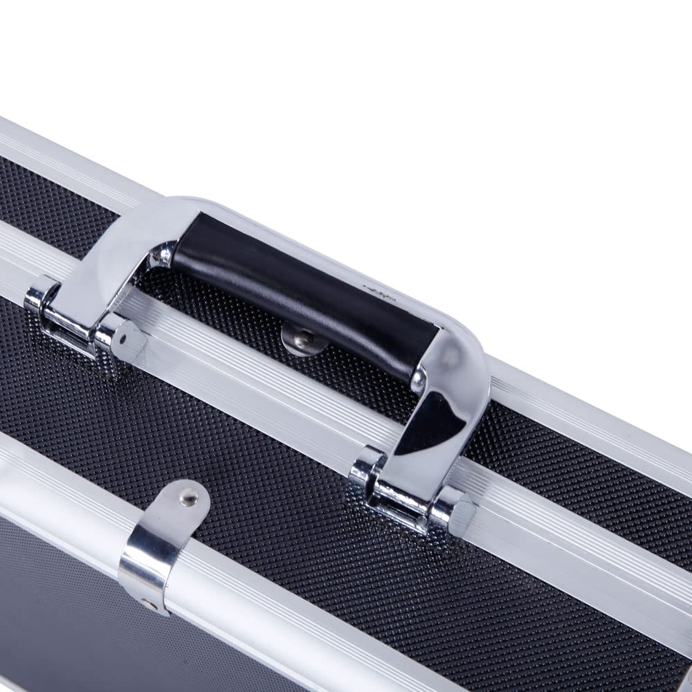 Tactical Aluminum Rifle Gun Case - Lockable Portable Shotgun Storage Box with Padded Foam Interior & Non-Slip Handle - Secure Handgun Lock Box for Firearms & Ammunition - Black | Perfect for Range Transport, Hunting Trips & Home Gun Safe Storage