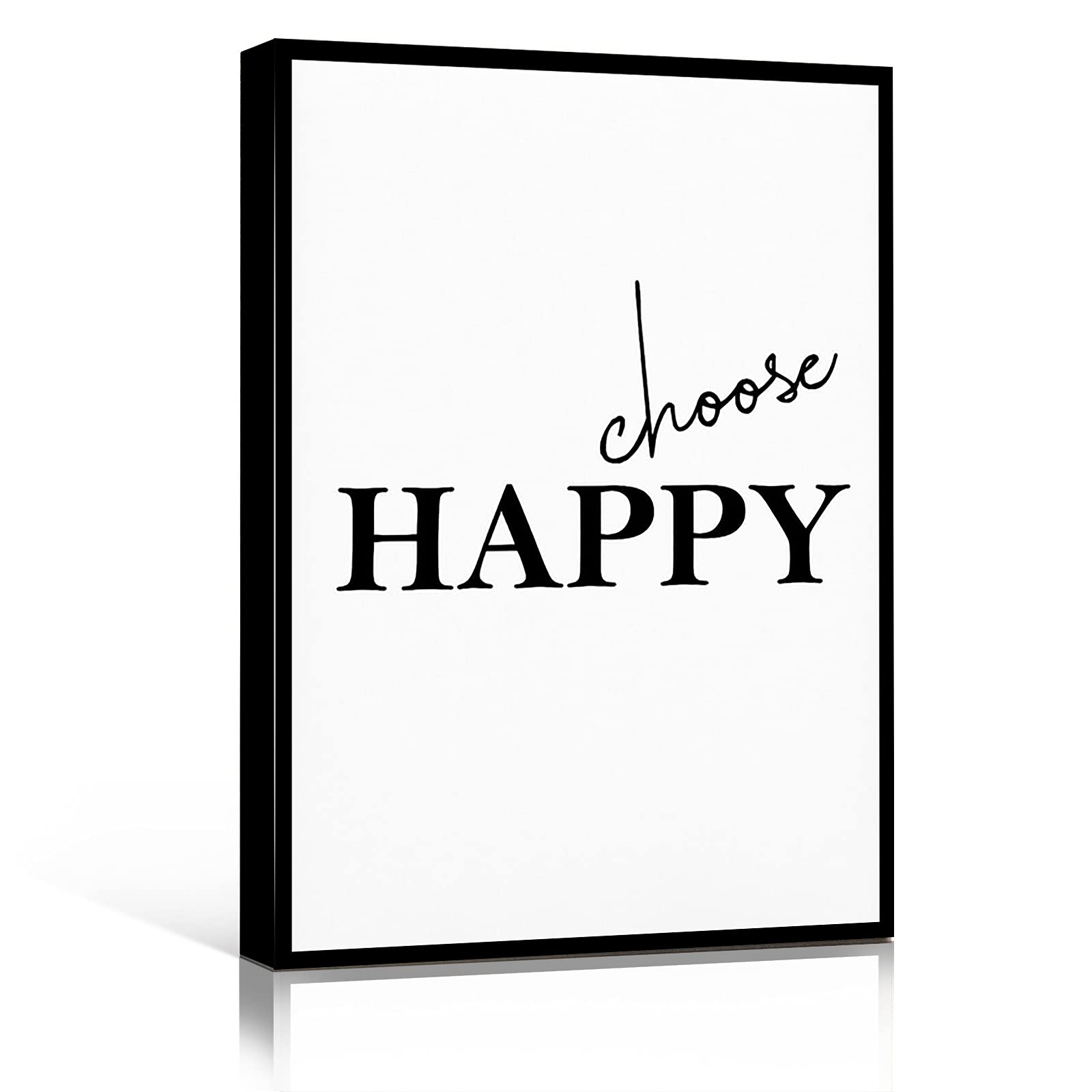 Farmhouse Wall Art Decor - 8x12 Inch Framed Motivational Quote Sign for Bathroom, Bedroom & Office - Choose Happy Happiness Wall Decor - Perfect for Home, Workspace & Gift Giving