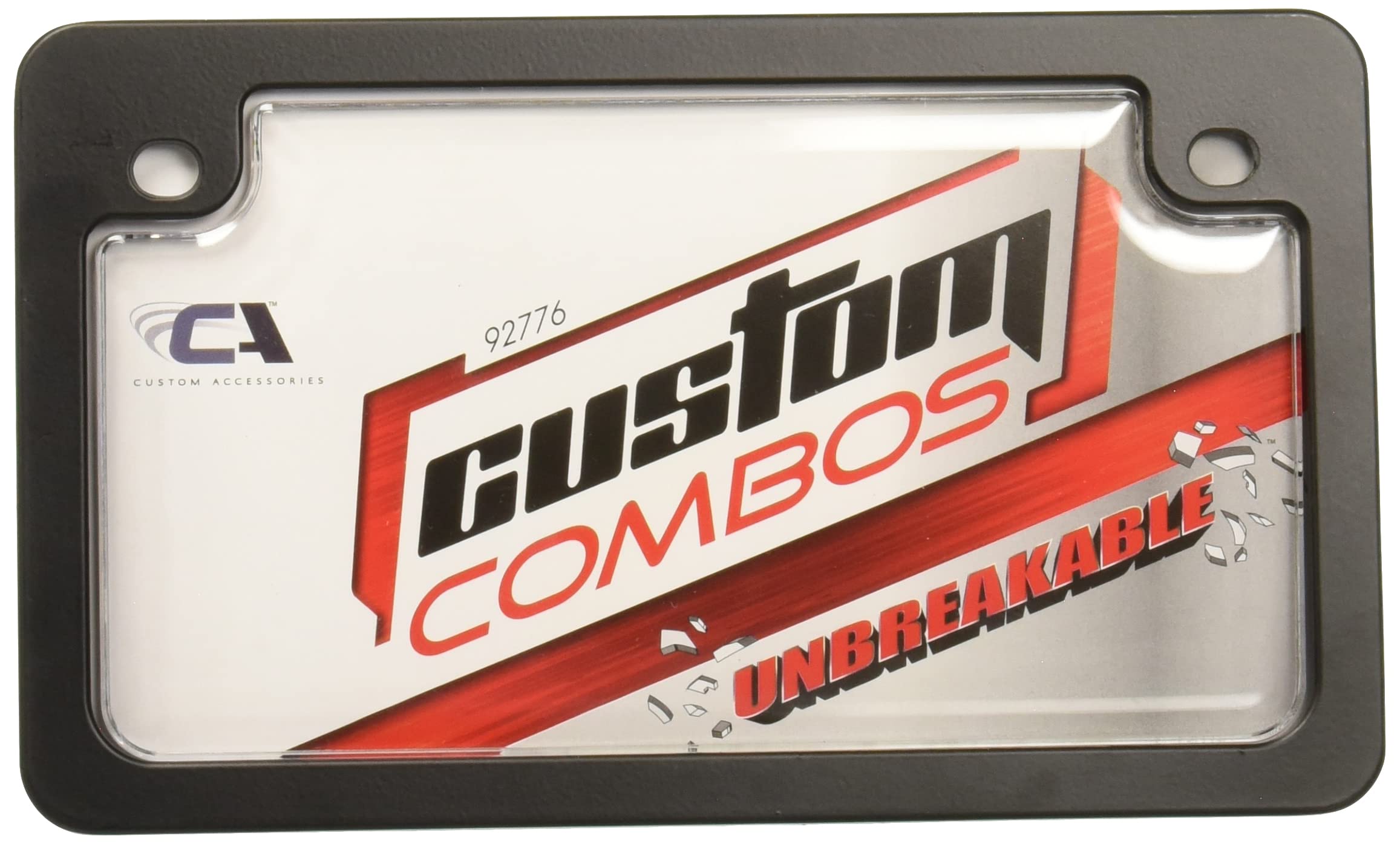 Custom Clear Unbreakable Motorcycle License Plate Shield & Black Frame Combo - Durable Protection for Harley, Honda, Yamaha & More - Ideal for Road Trips, Daily Commuting & Bike Shows