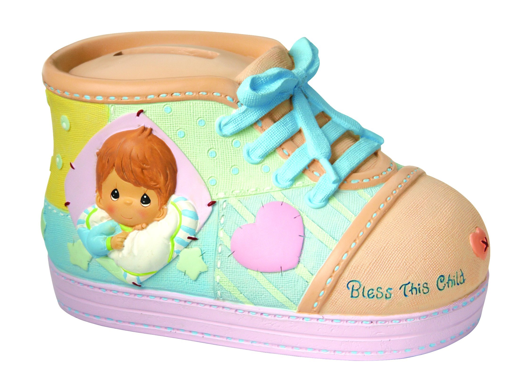 Precious Moments Prefect Gift - Precious Little Blessings Shoe Money Bank for Boys | Piggy Bank for Kids Savings, Birthday & Christmas Present | Ideal for Home, Nursery & Classroom Decor