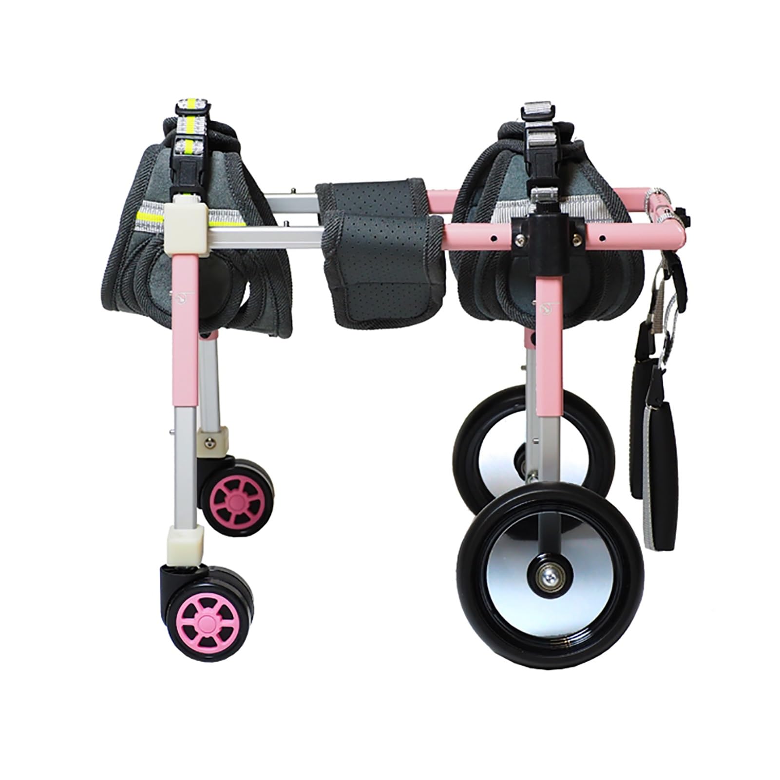 Adjustable XS to XXL Dog Wheelchair - 4 Wheel Convertible to 2 Wheel for Disabled Dogs | Supportive Rear Leg Brace for Mobility Assistance (Pink, Small) - Perfect for Recovering Pets & Senior Dogs with Hip Dysplasia