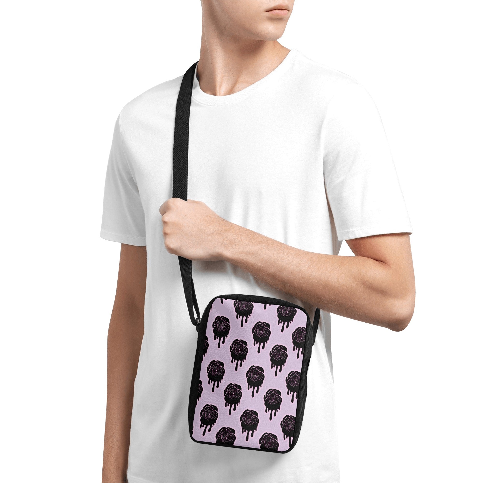 Stylish Black Rose Crossbody Bag for Women - Fashionable Drip Design, Adjustable Strap, Perfect for Daily Use, Travel & Parties